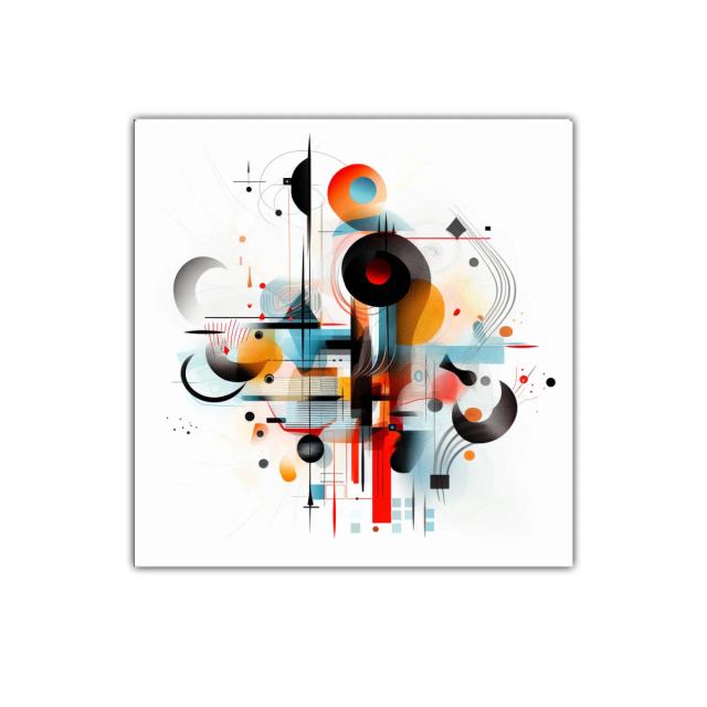 Composición abstracta vibrante con formas geométricas y líneas dinámicas