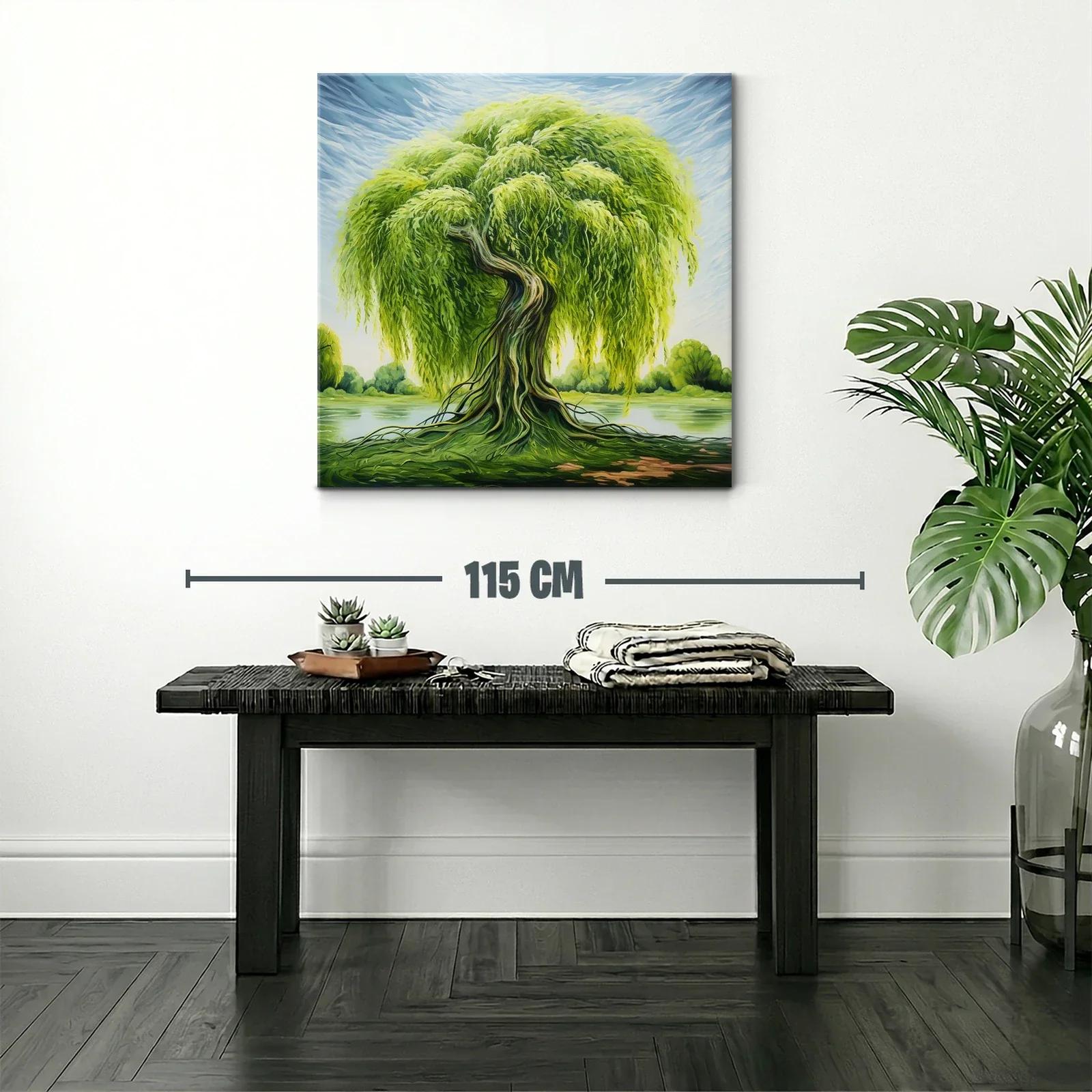 Esplendoroso árbol de sauce junto al agua en paisaje sereno — miniatura 2