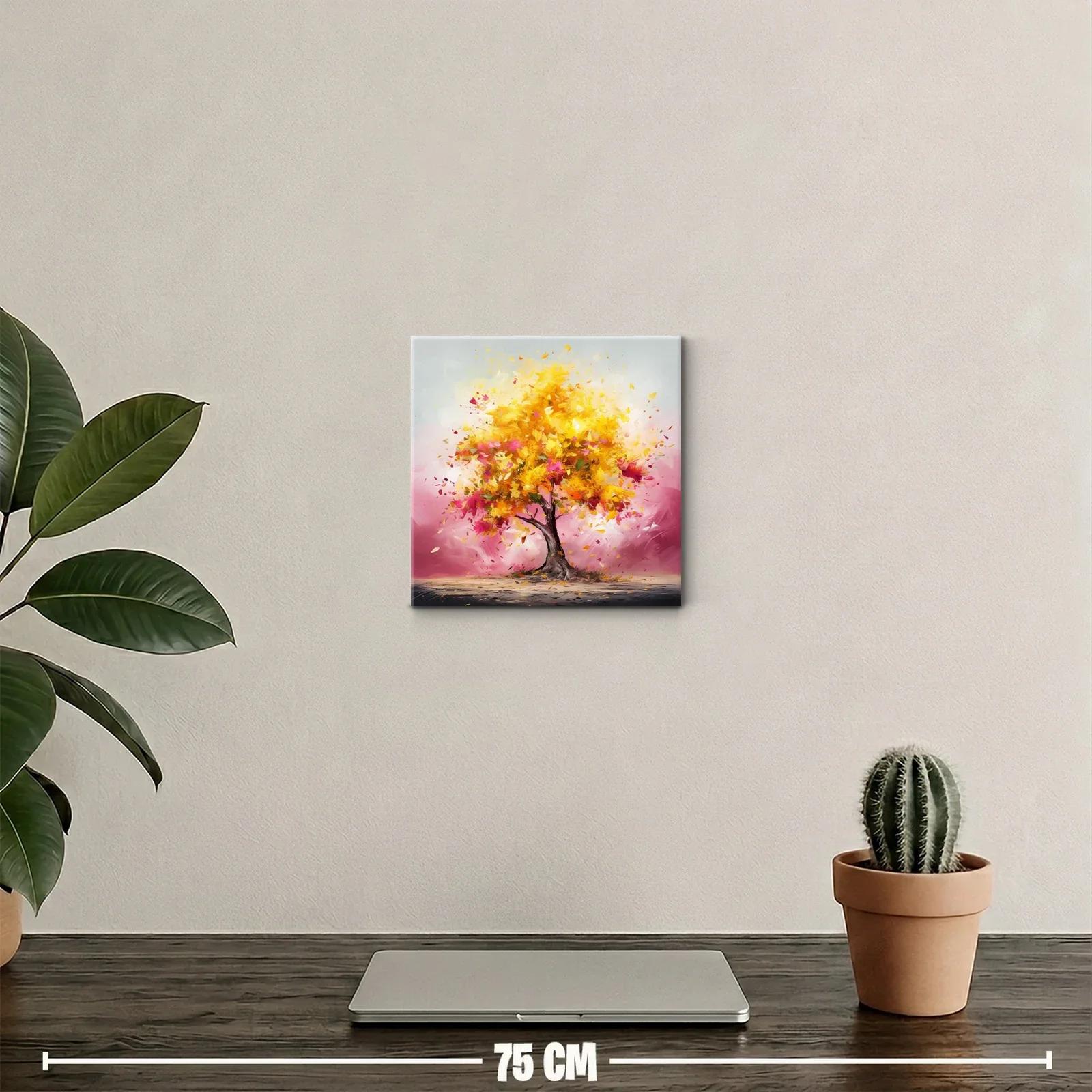 Árbol vibrante con hojas doradas y rosas en movimiento — miniatura 2