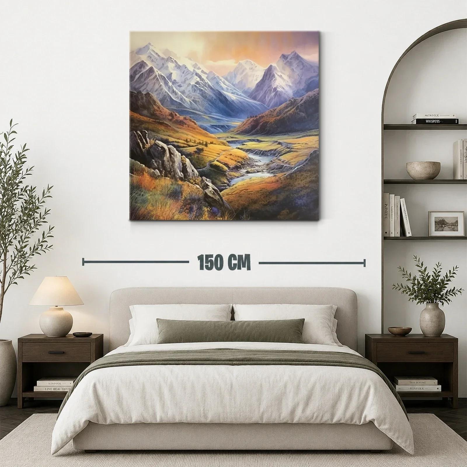 Paisaje de montaña con río en tonos otoñales y cielo al atardecer — miniatura 3