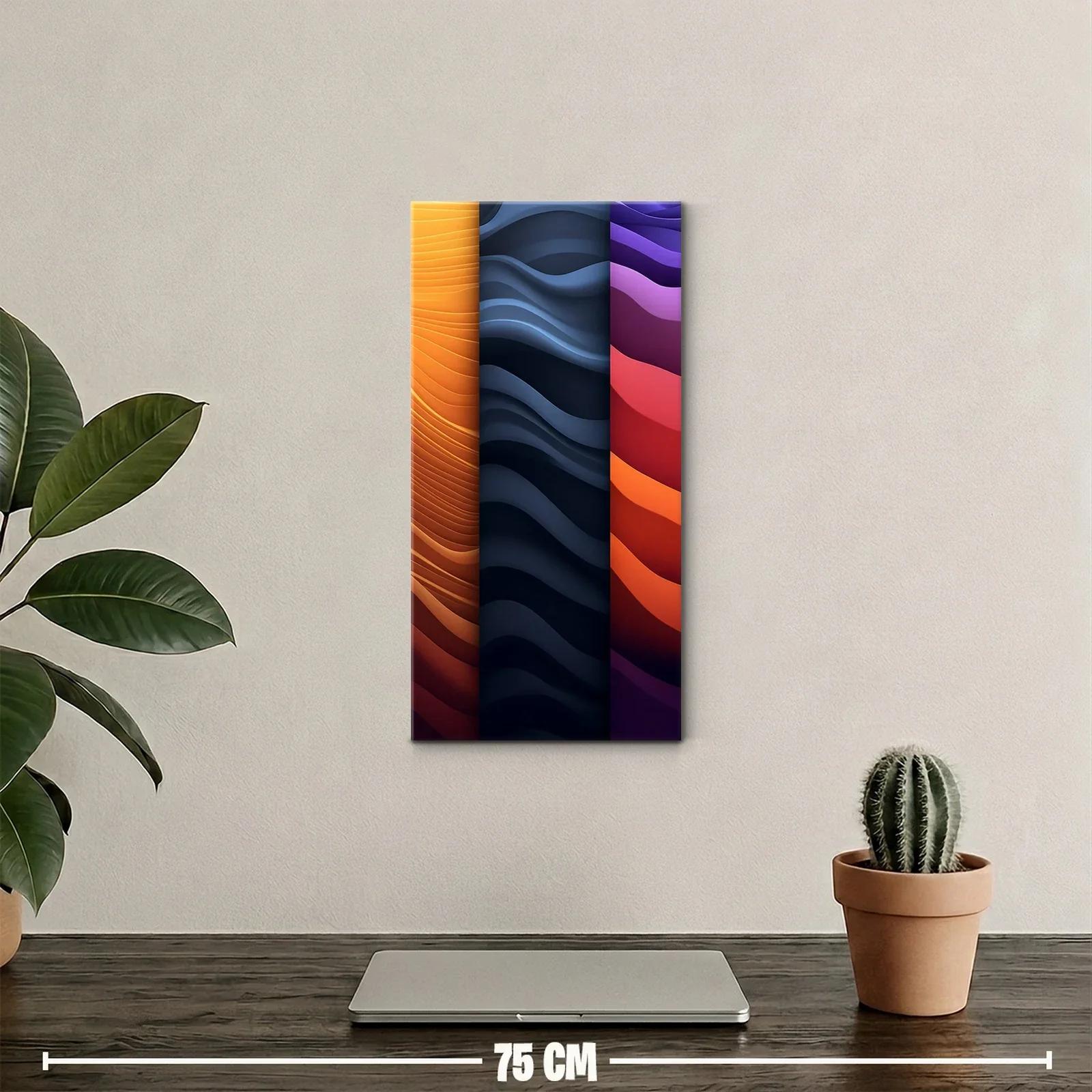 Cuadro bandas onduladas abstractas con degradados multicolor — miniatura 2