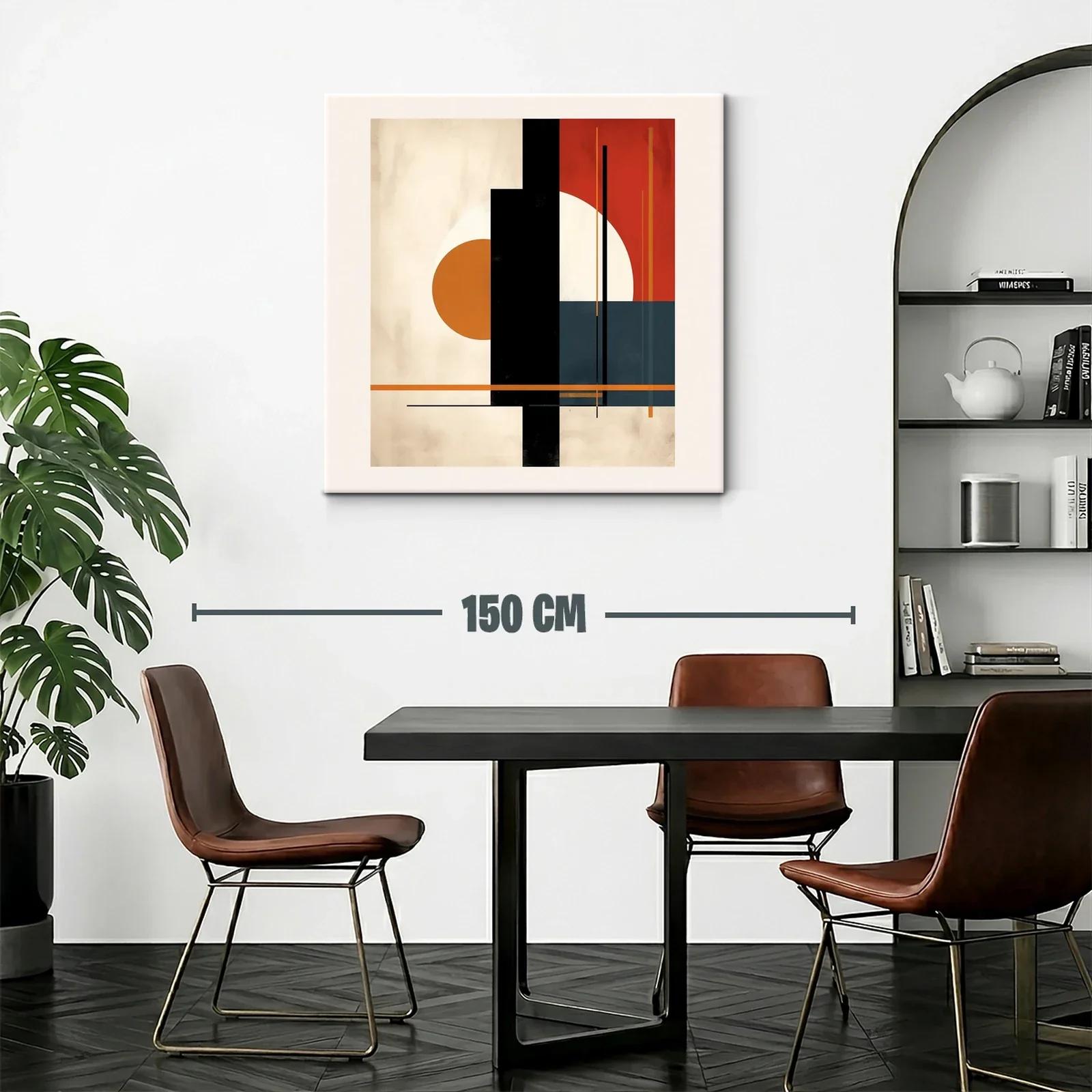 Cuadro abstracto con formas geométricas en tonos cálidos — miniatura 2