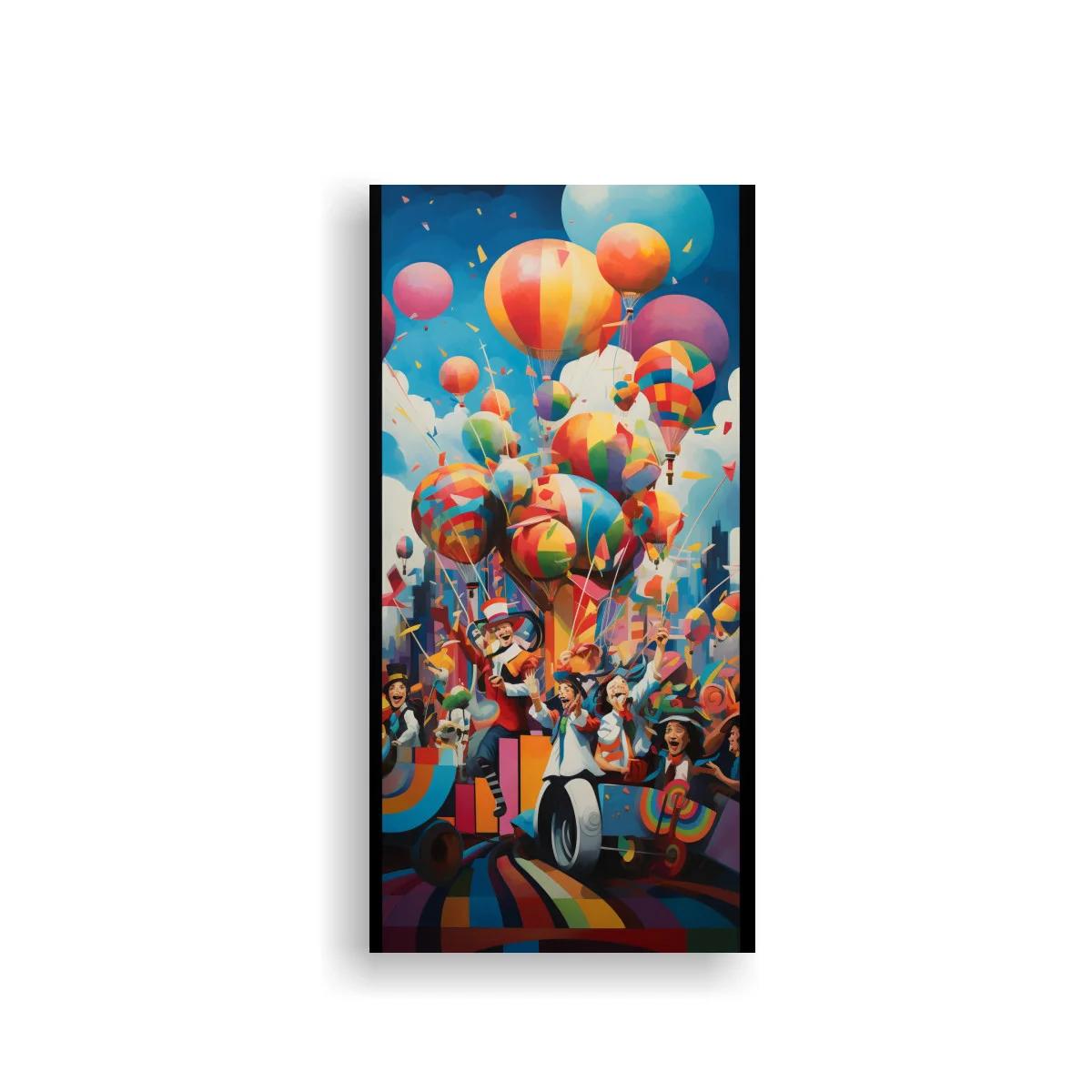 Cuadro globos aerostáticos de colores con desfile festivo