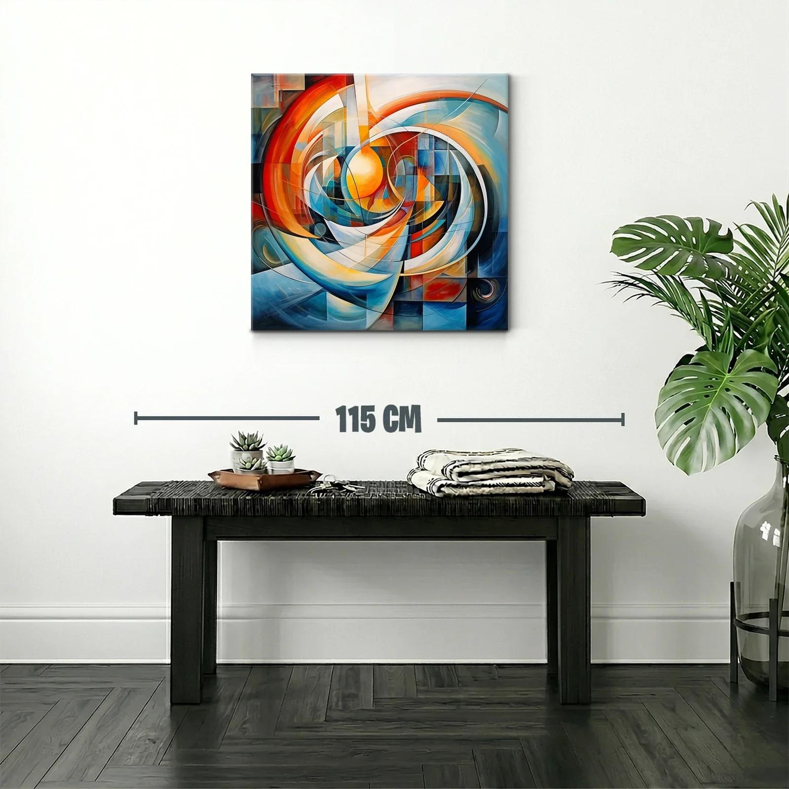 Composición abstracta con círculos y tonos cálidos y fríos — miniatura 2