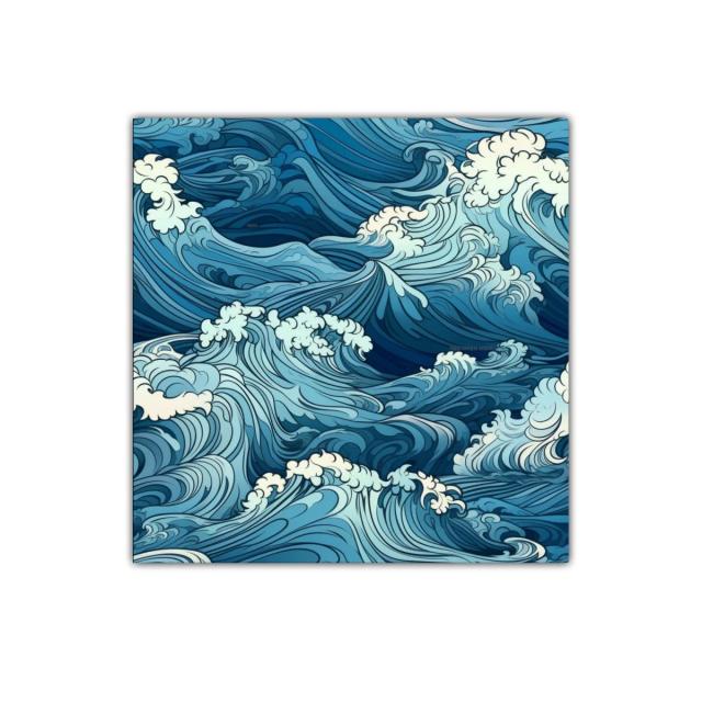 Arte decorativo de olas en tonos azules con estilo fluido