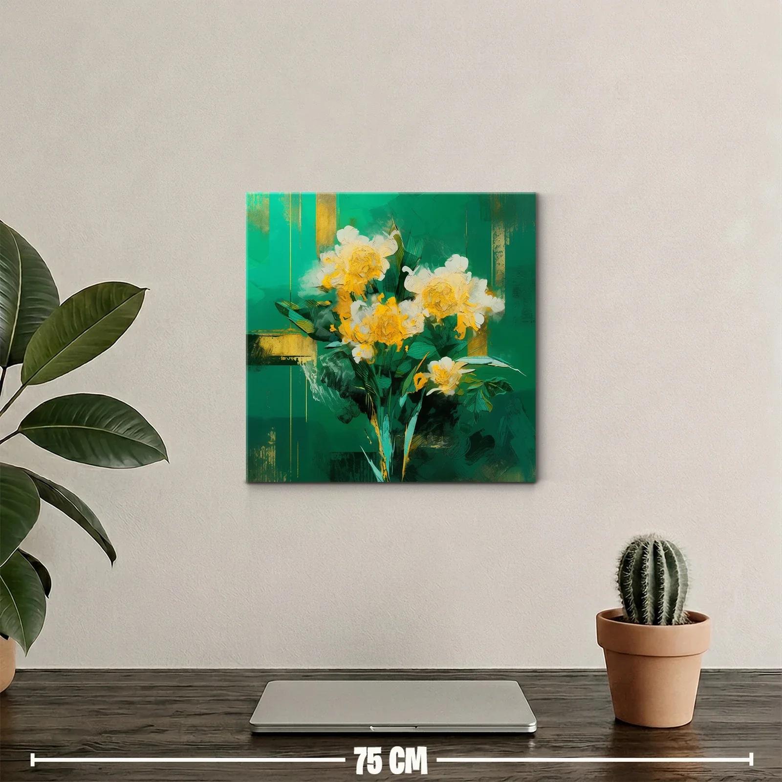 Flores amarillas vibrantes sobre fondo verde intenso — miniatura 2