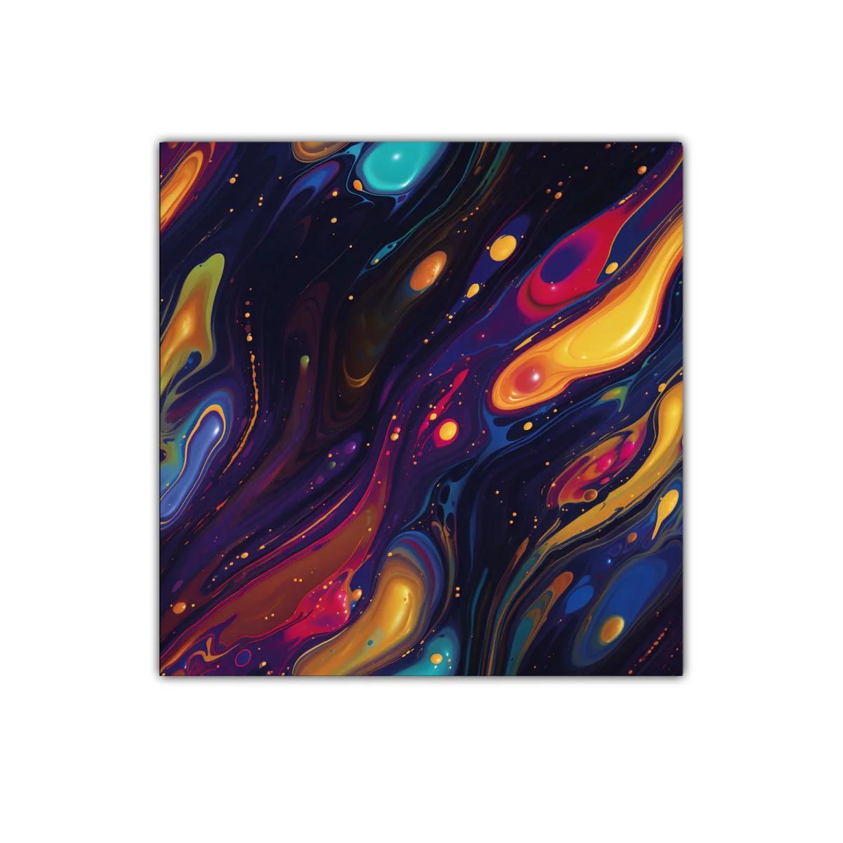 Cuadro abstracto con remolinos de colores vibrantes y dinámicos — miniatura 1