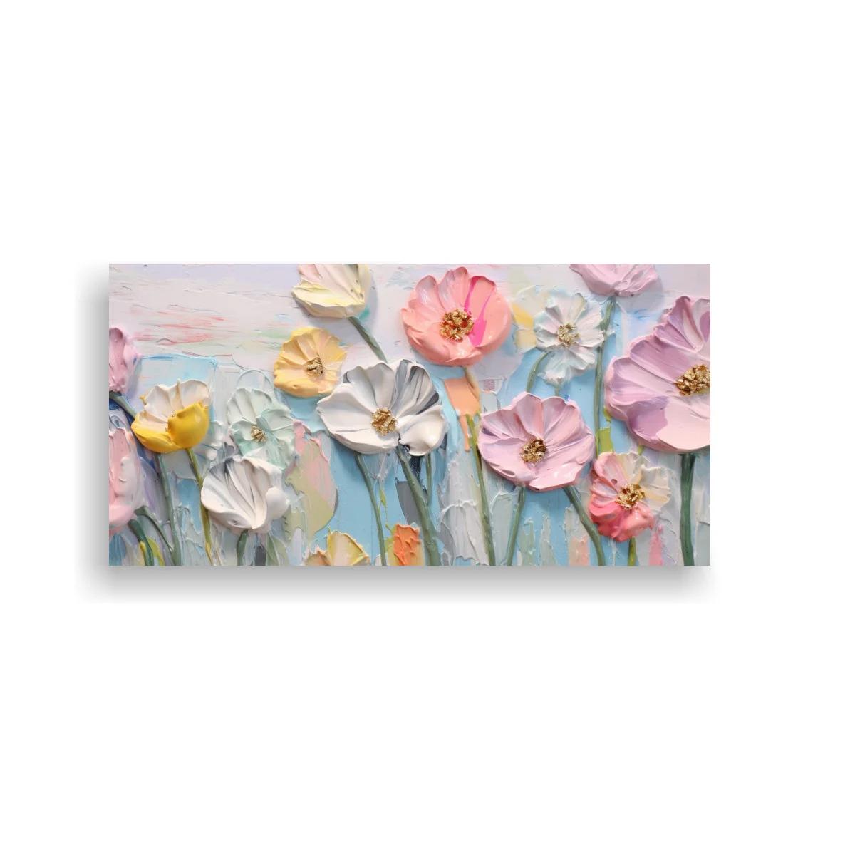 Cuadro flores pastel en relieve con fondo texturizado — imagen principal