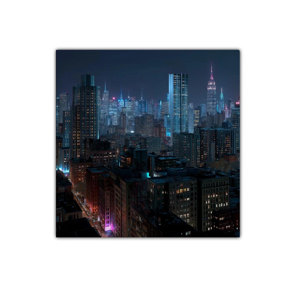 Panorámica nocturna de ciudad iluminada y vibrante — imagen principal