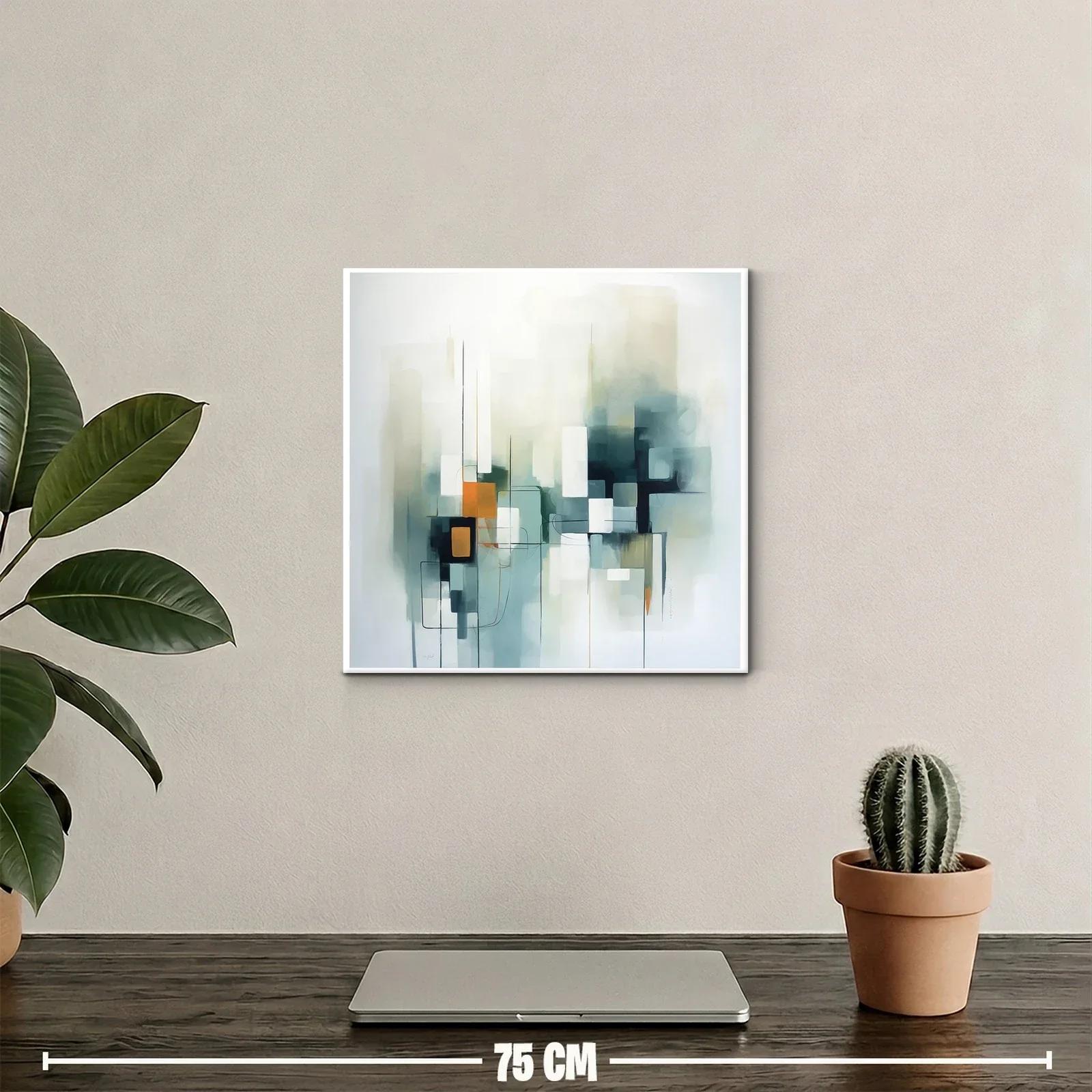 Cuadro abstracto con formas geométricas y tonos suaves — miniatura 2