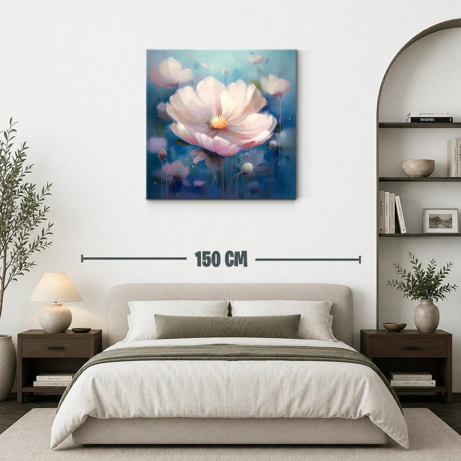 Cuadro floral etéreo con tonos suaves y azules — miniatura 3
