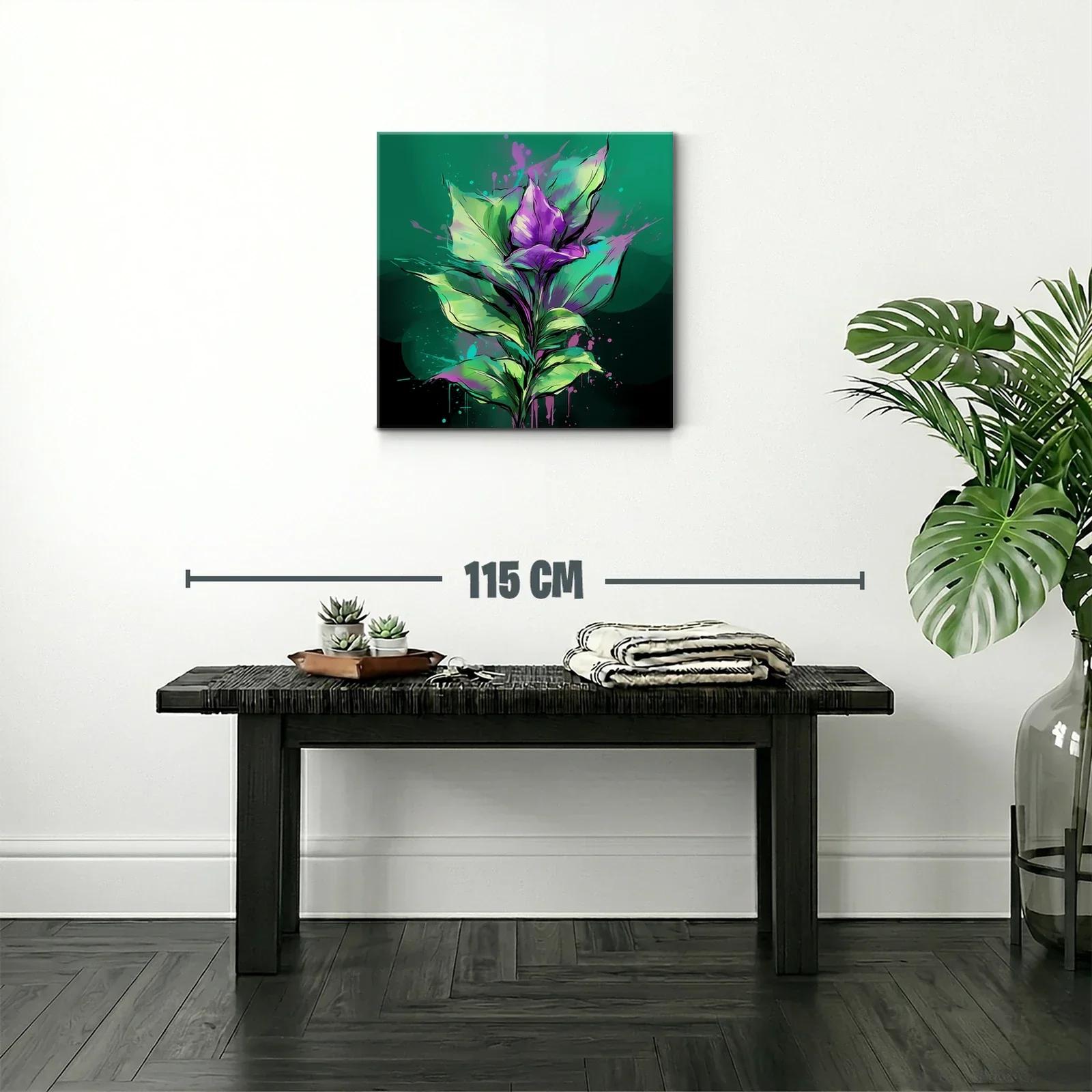 Flores vibrantes en tonos verdes y púrpuras intensos — miniatura 2