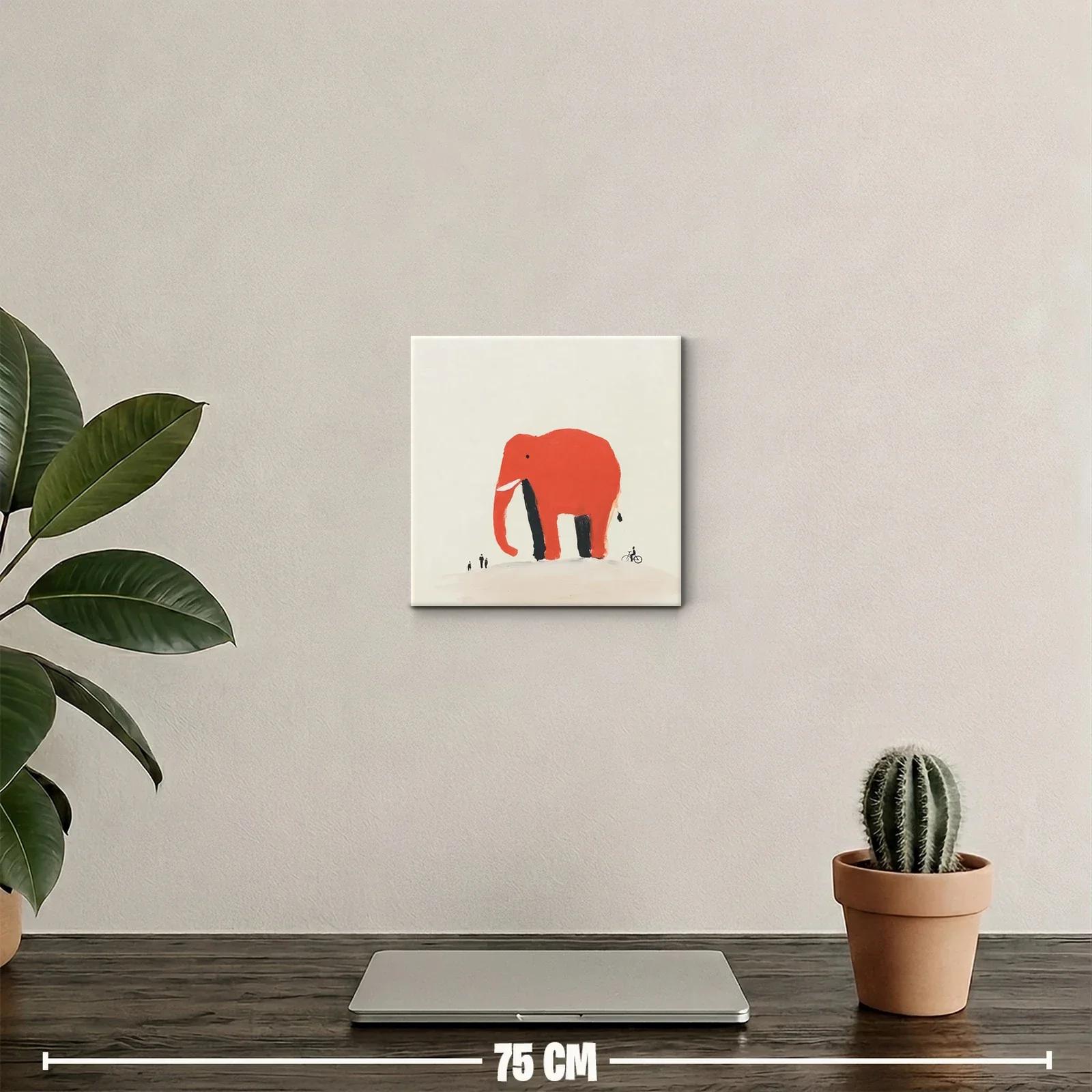 Elefante rojo sobre colina con figuras pequeñas — miniatura 2
