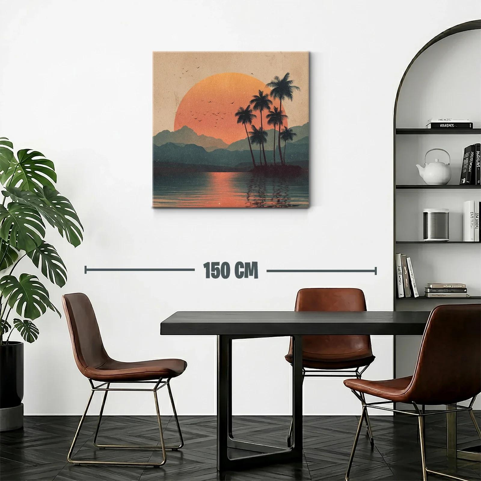 Atardecer tropical con palmeras y reflejo en el agua — miniatura 2