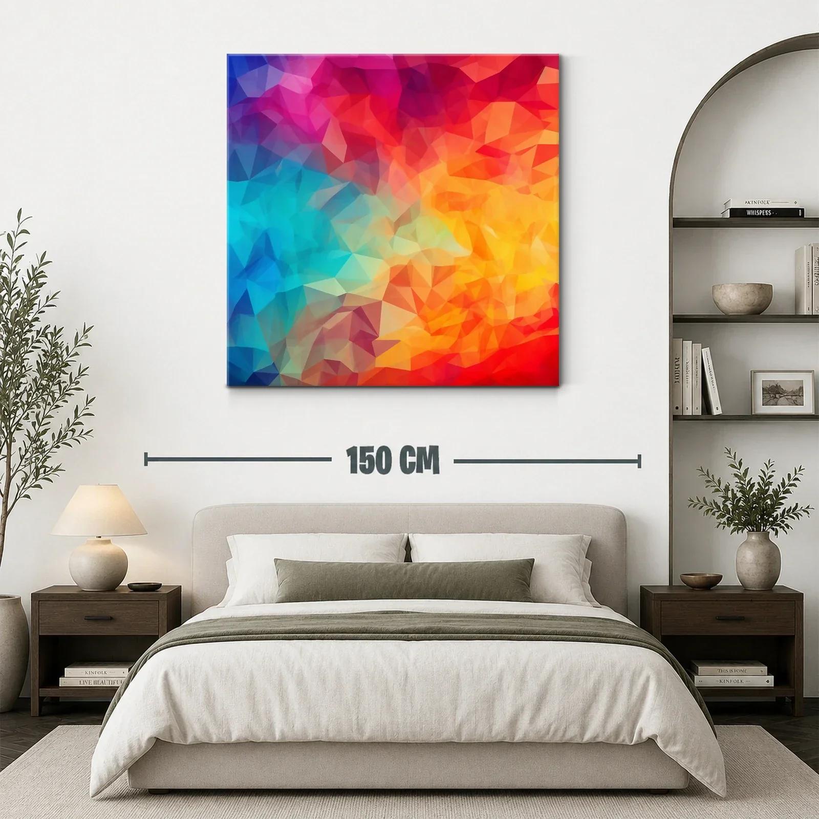Cuadro Abstracto con Tonos Vivos y Geometría Dinámica — miniatura 3