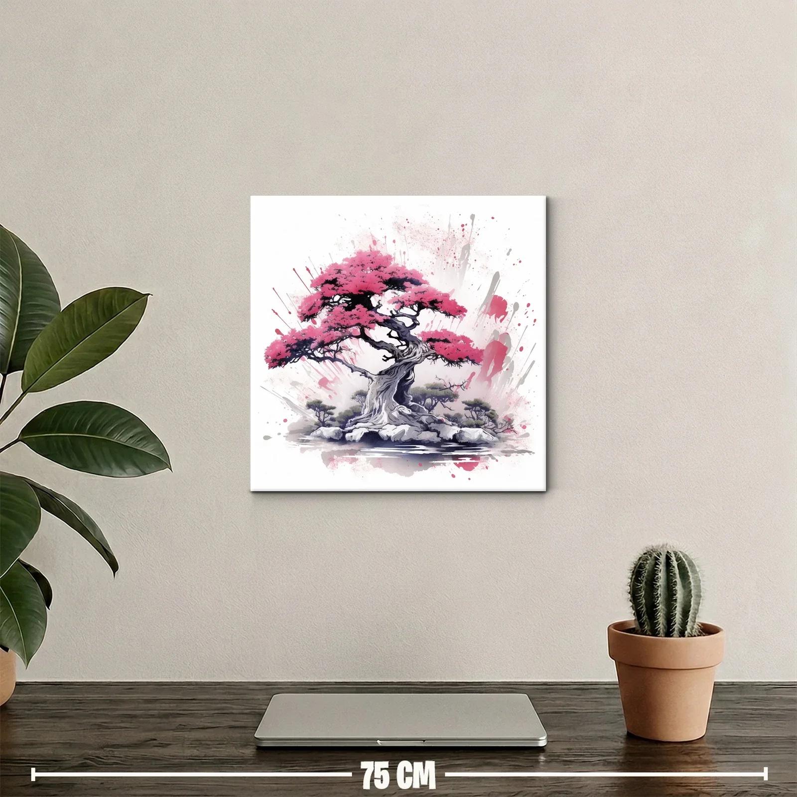 Armonía natural en árbol bonsái con vibrantes tonos rosas — miniatura 2