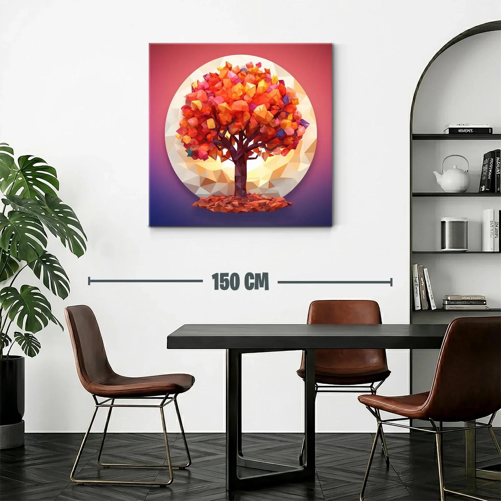 Árbol otoñal vibrante en entorno geométrico circular — miniatura 2