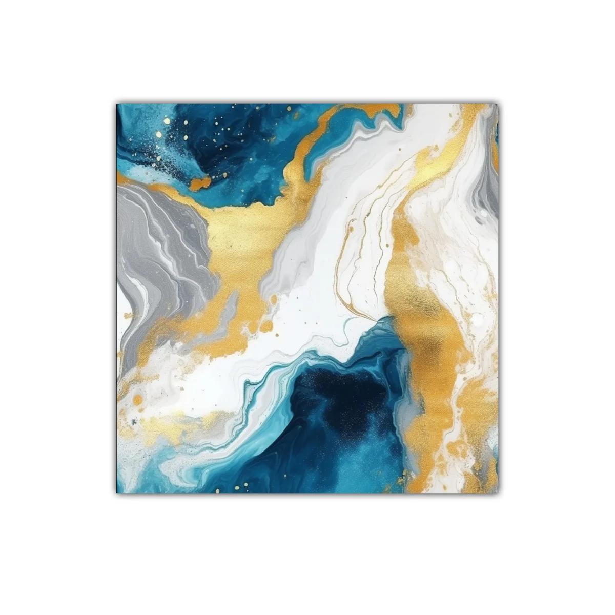 Composición abstracta con tonos dorados y azules intensos — imagen principal