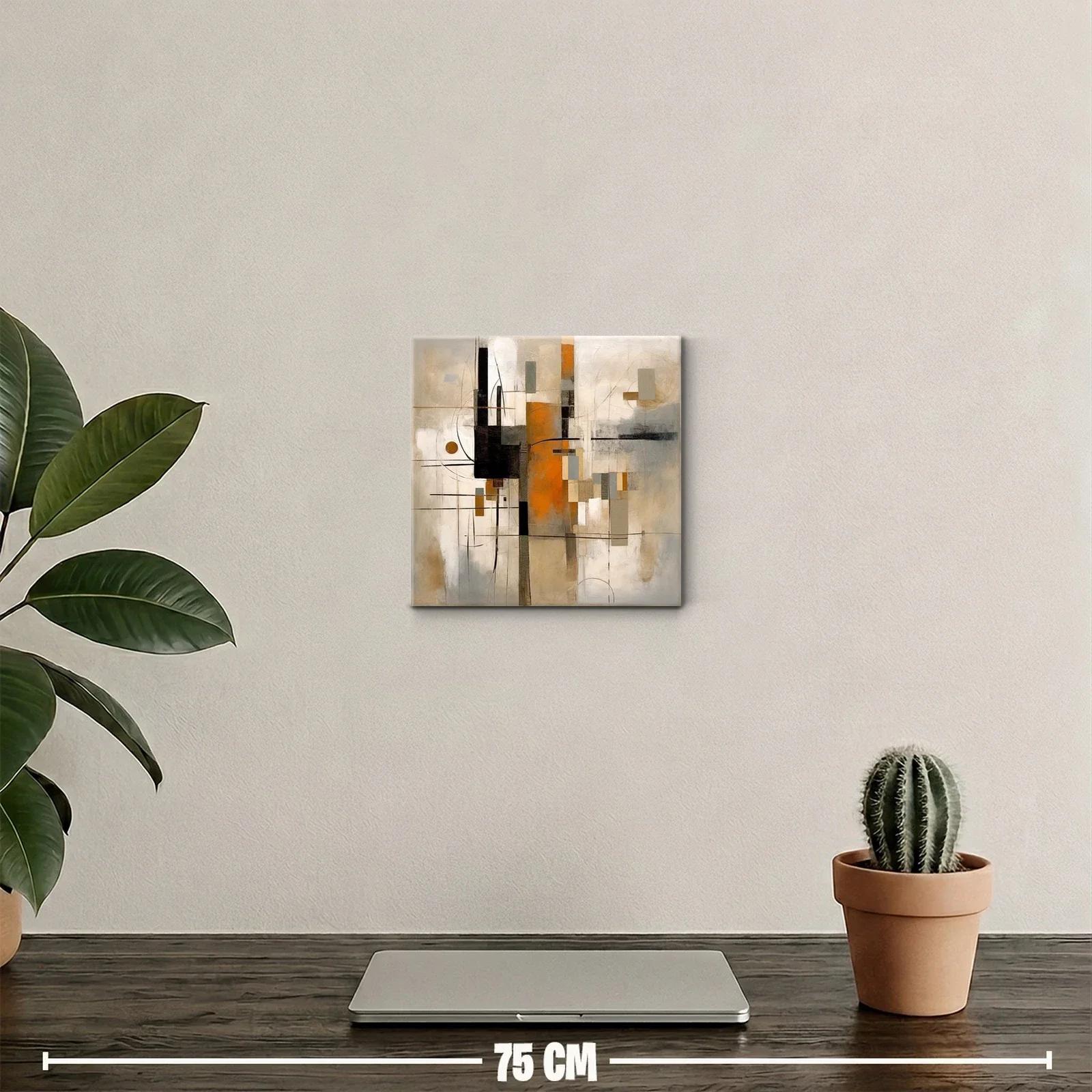 Composición abstracta con tonos tierra y líneas delicadas — miniatura 2