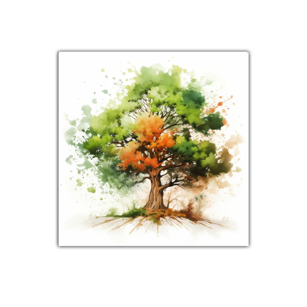 Árbol vibrante con tonos verdes y naranjas llenos de vida — imagen principal