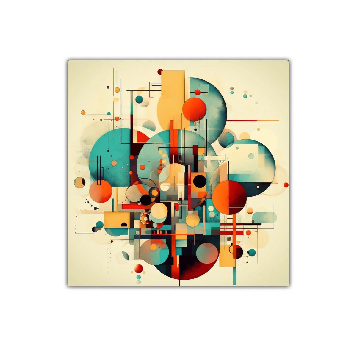 Composición abstracta con formas geométricas y colores vivos