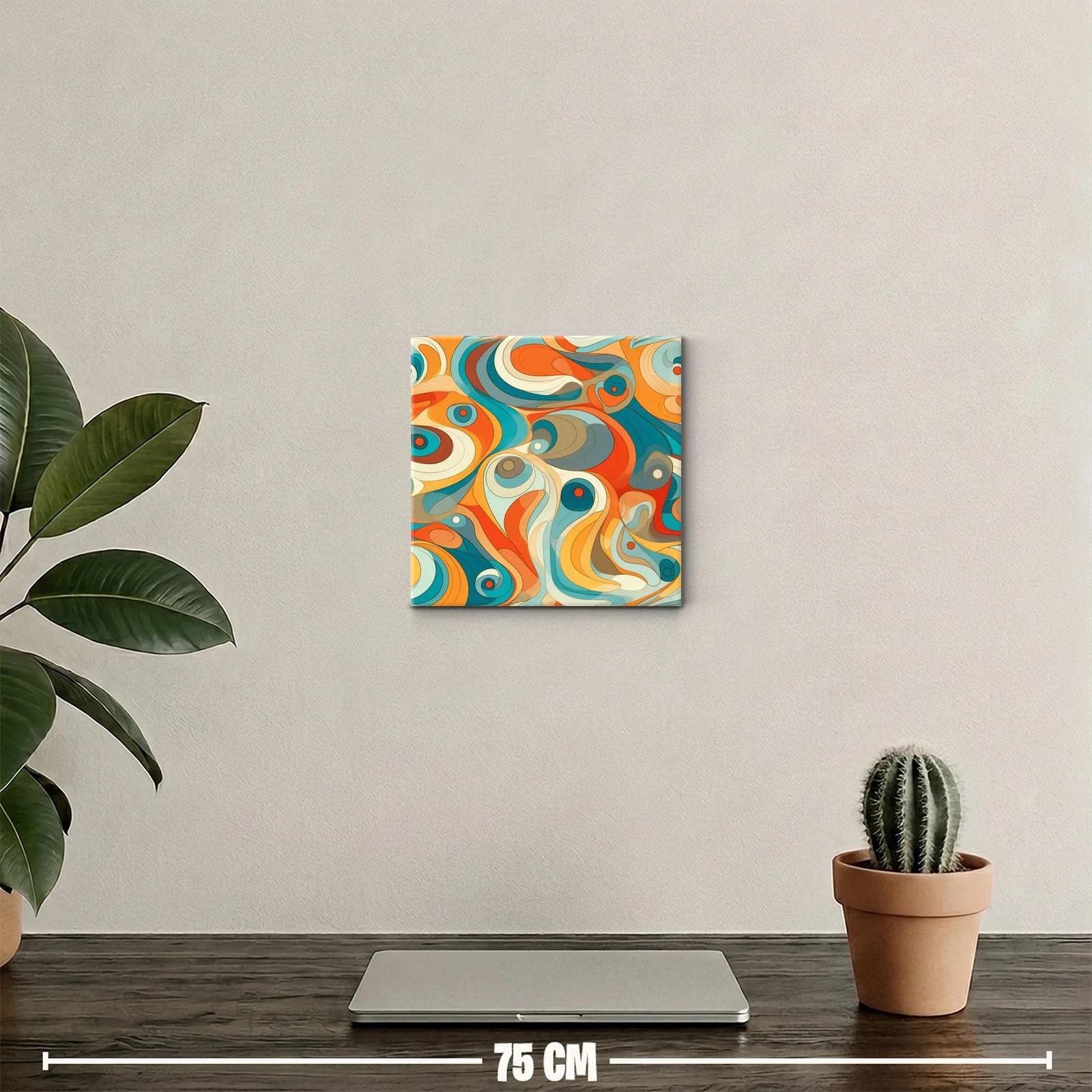 Composición Abstracta en Tonos Cálidos y Azules Vibrantes — miniatura 2