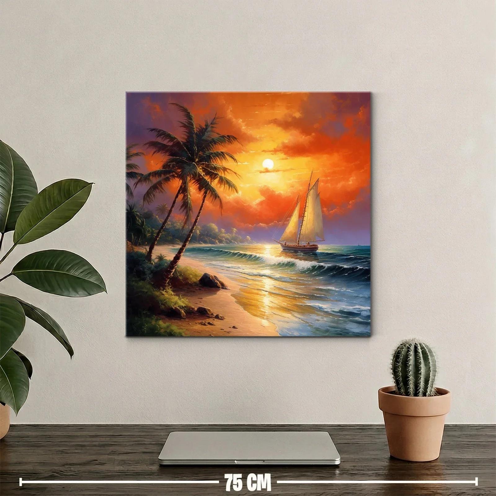 Atardecer tropical con velero navegando en el mar — miniatura 2