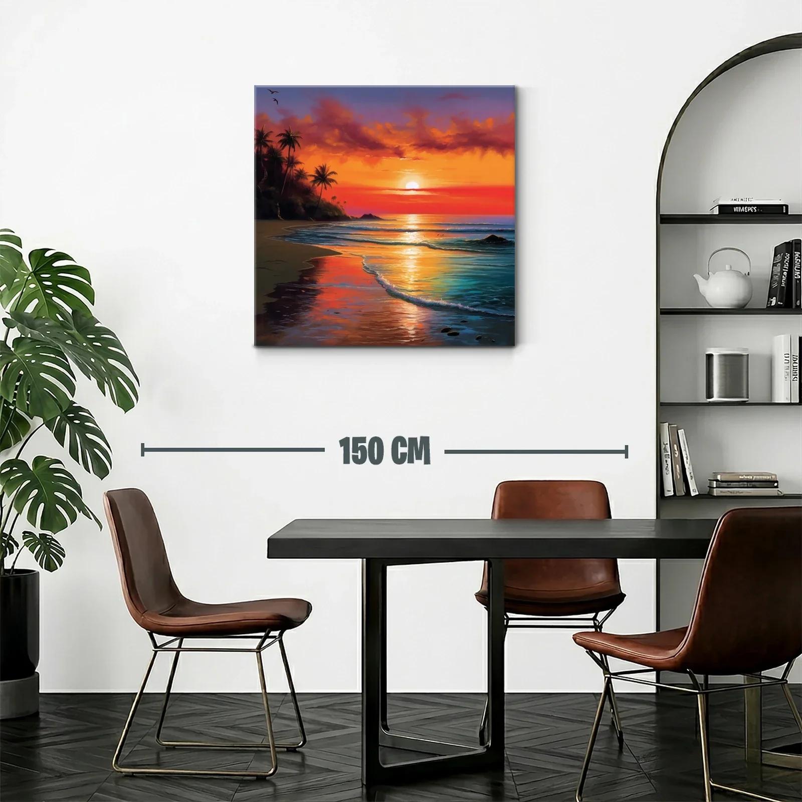 Atardecer tropical con palmeras y reflejos vibrantes en el mar — miniatura 2