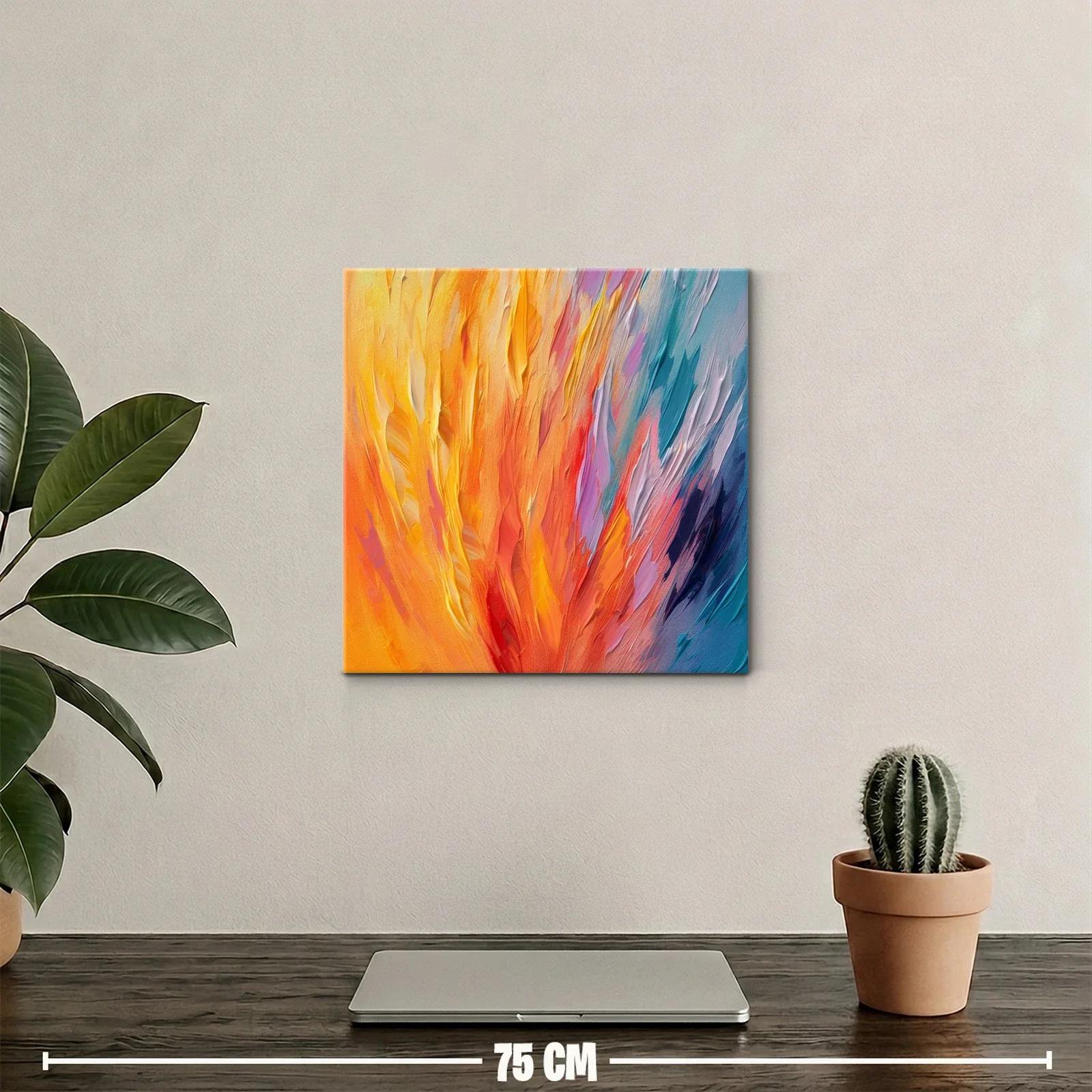 Cuadro abstracto en vibrantes tonos cálidos y fríos — miniatura 2
