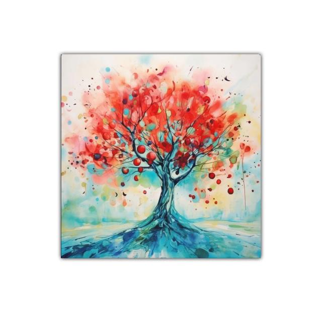 Árbol vibrante en tonos cálidos y fríos