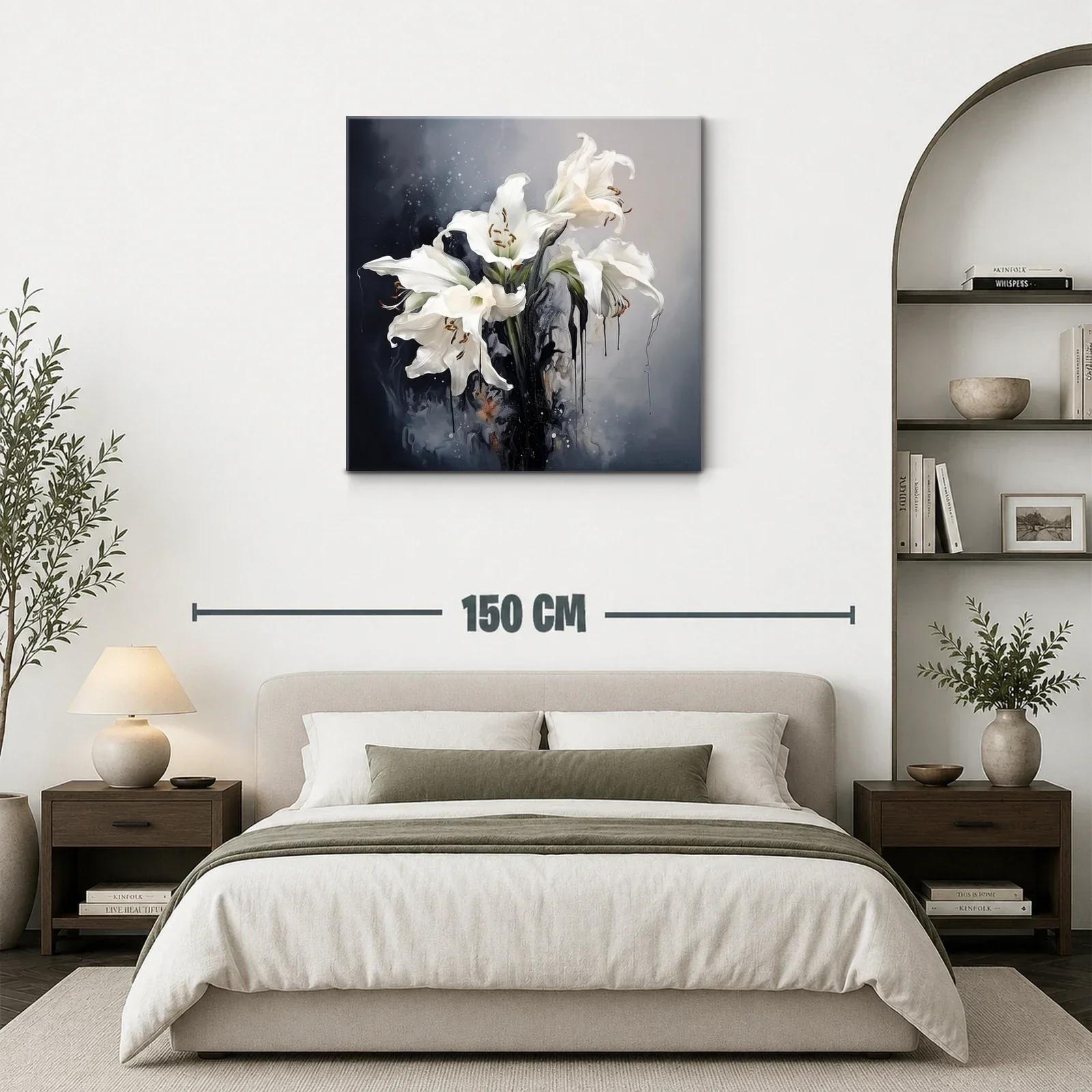 Cuadro flores blancas con fondo difuminado oscuro y claro — miniatura 3