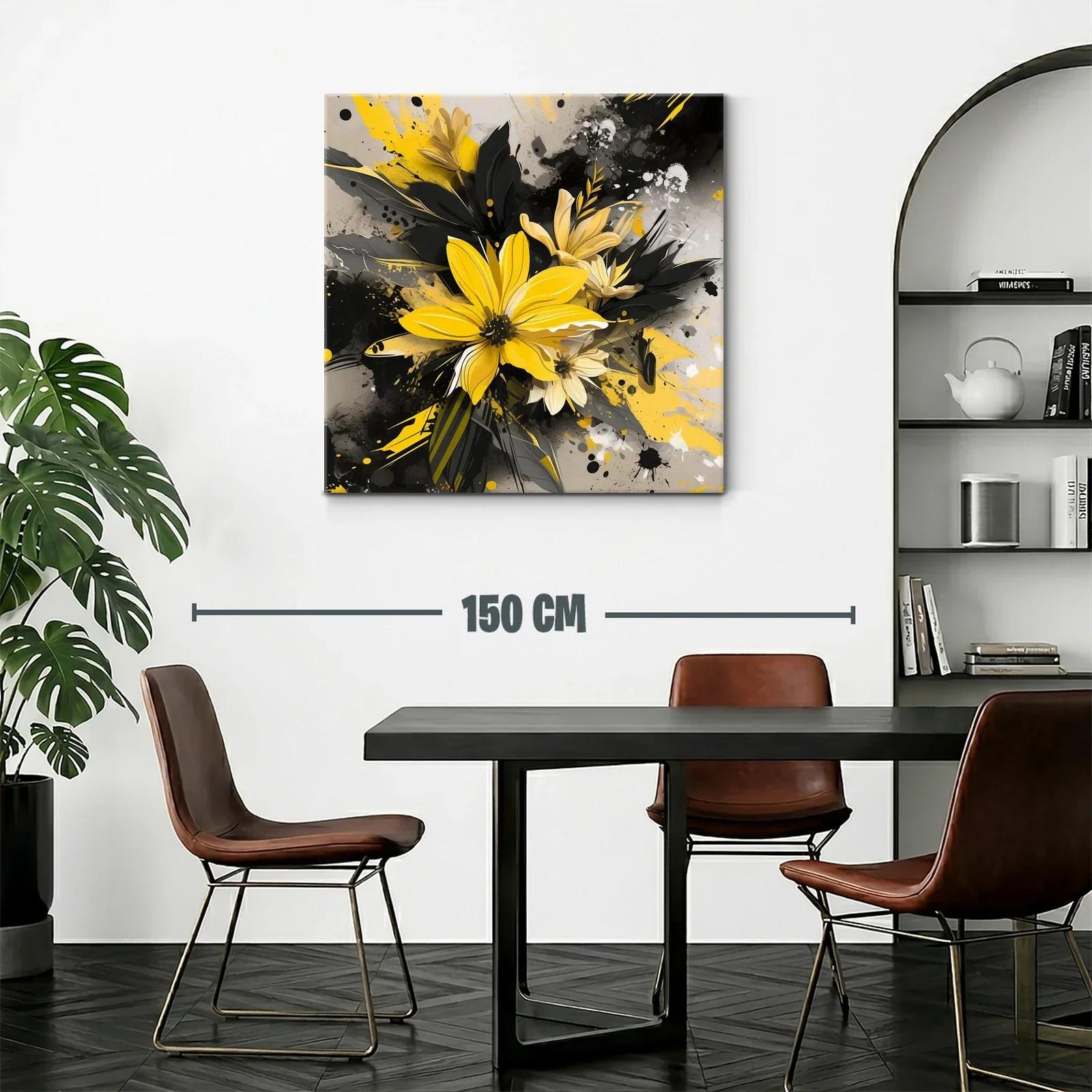 Flores vibrantes en tonos amarillos y negros modernos — miniatura 2