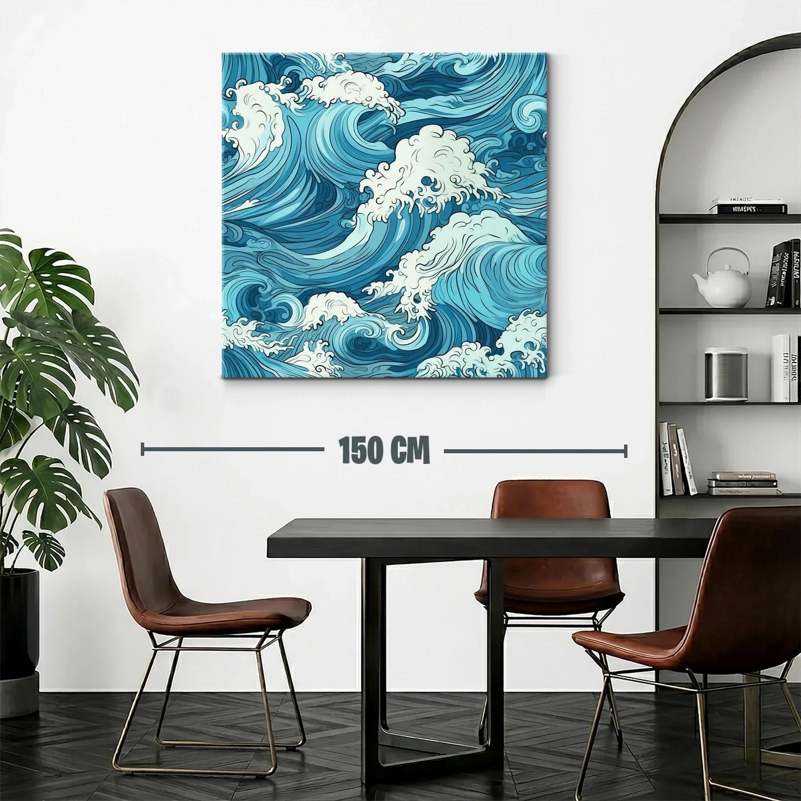 Impresionante obra con olas azules y espuma marina — miniatura 2