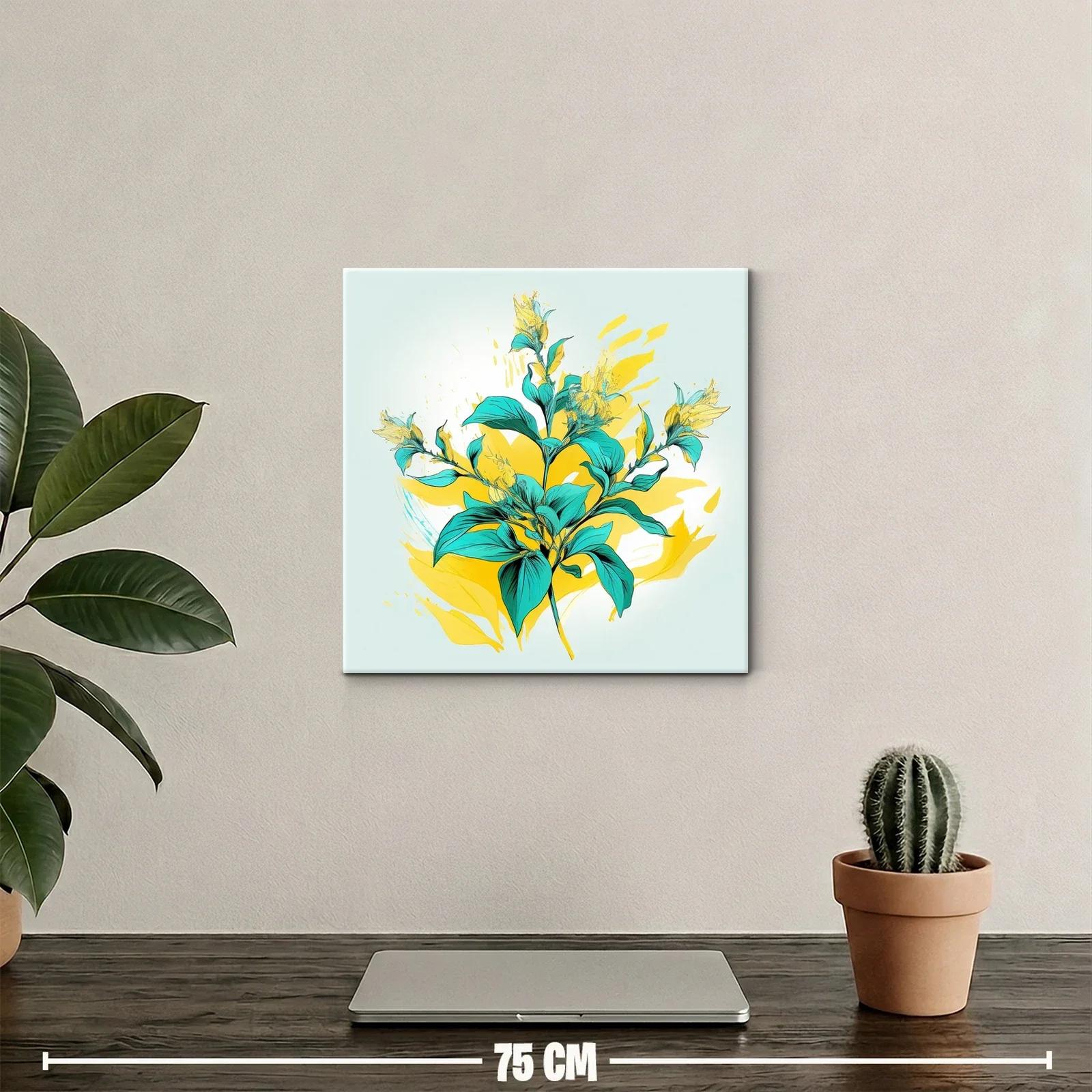 Flor Tropical vibrante en tonos turquesa y amarillo — miniatura 2