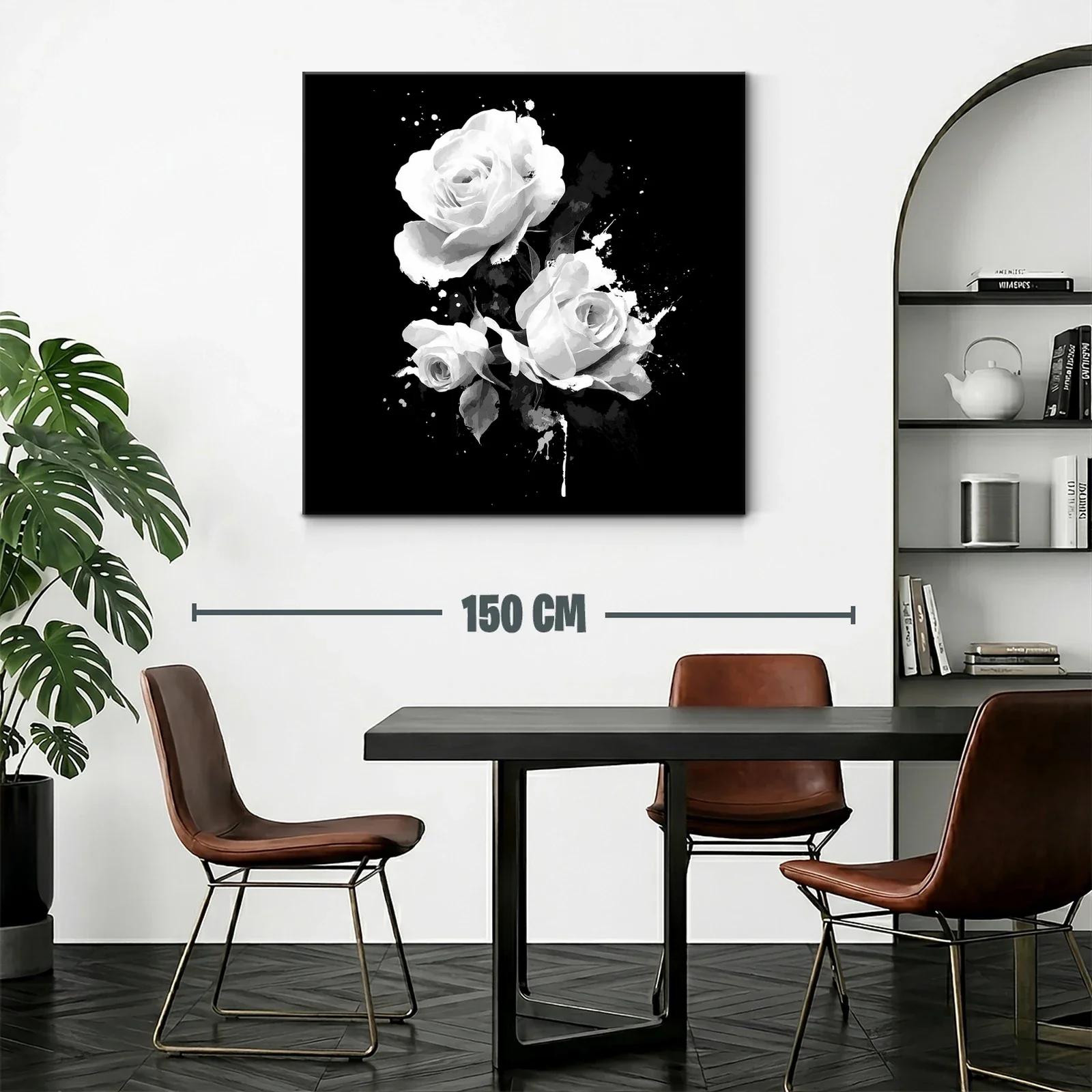 Elegancia floral en rosas blancas sobre fondo negro — miniatura 2