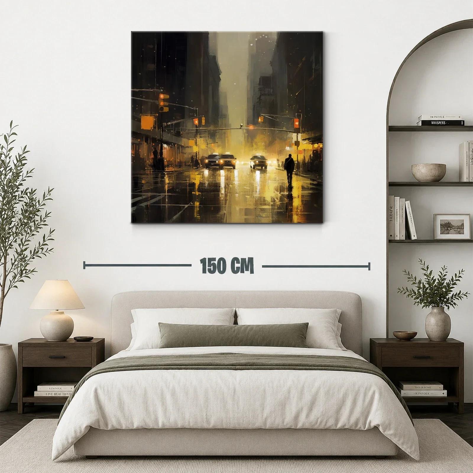 Ambiente urbano nocturno con luces cálidas y reflejos — miniatura 3