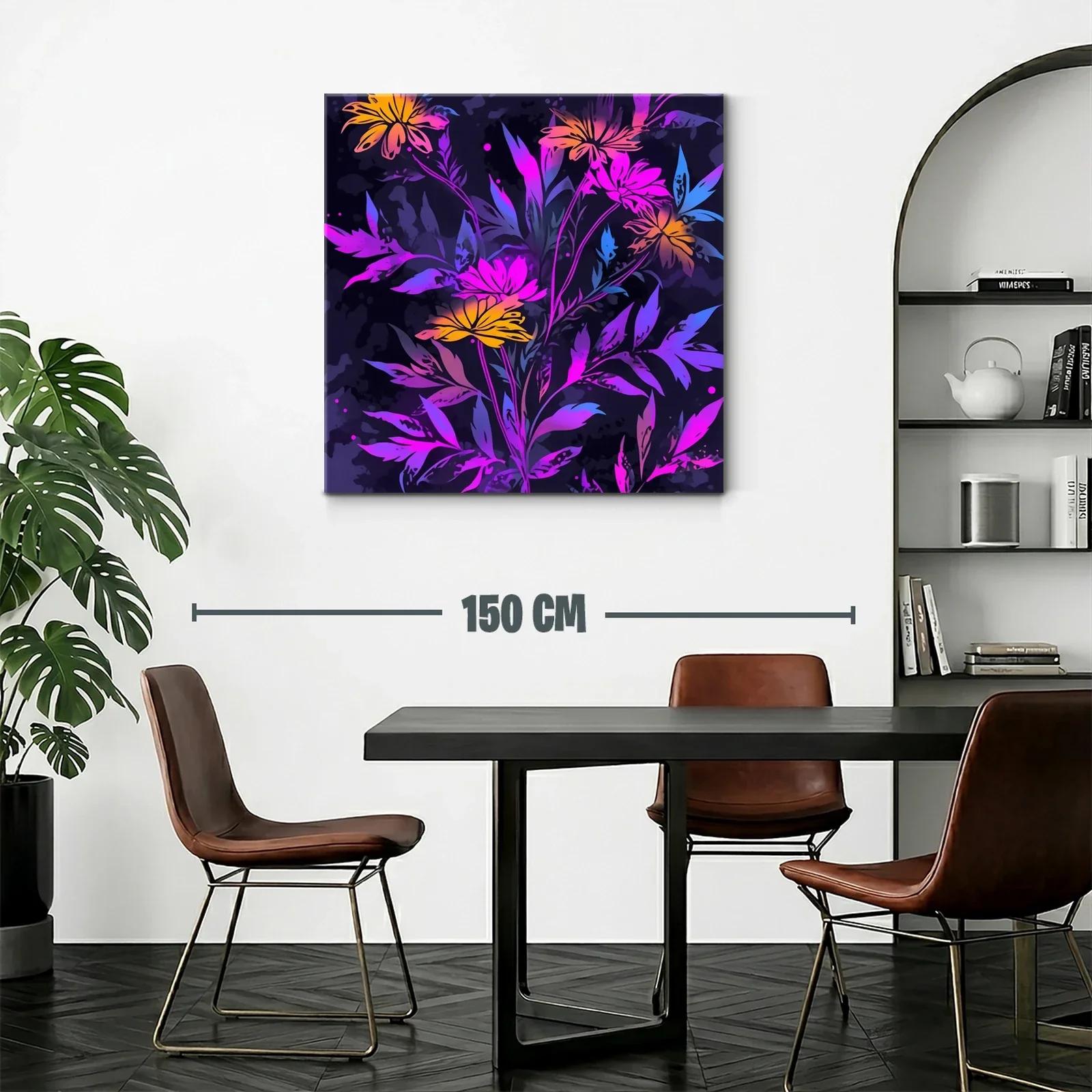Cuadro floral con tonos vibrantes y fondo oscuro — miniatura 2