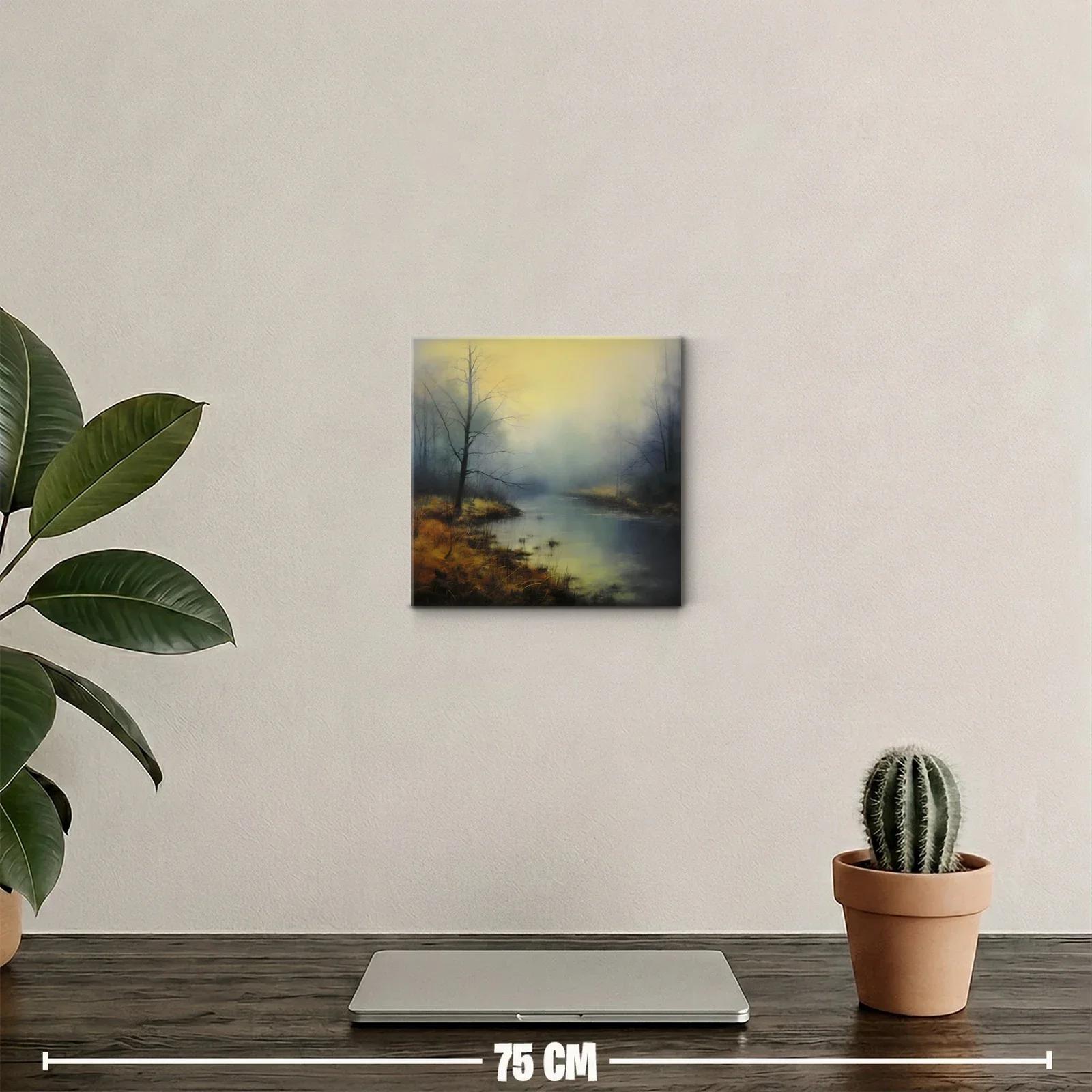 Atardecer brumoso sobre río en bosque otoñal — miniatura 2