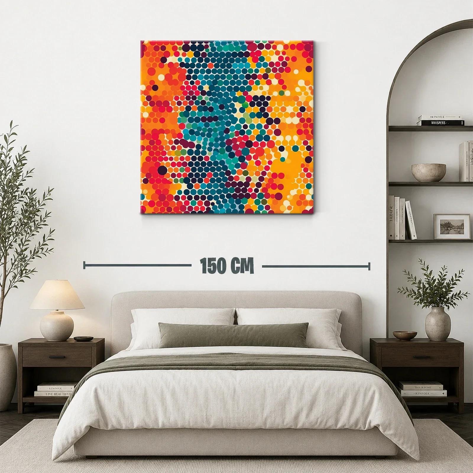 Arte abstracto vibrante con puntos en tonos cálidos y fríos — miniatura 3