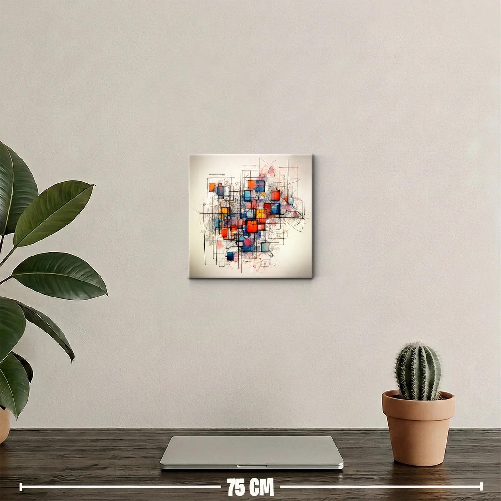 Cuadro abstracto con juego geométrico y colores vibrantes — miniatura 2