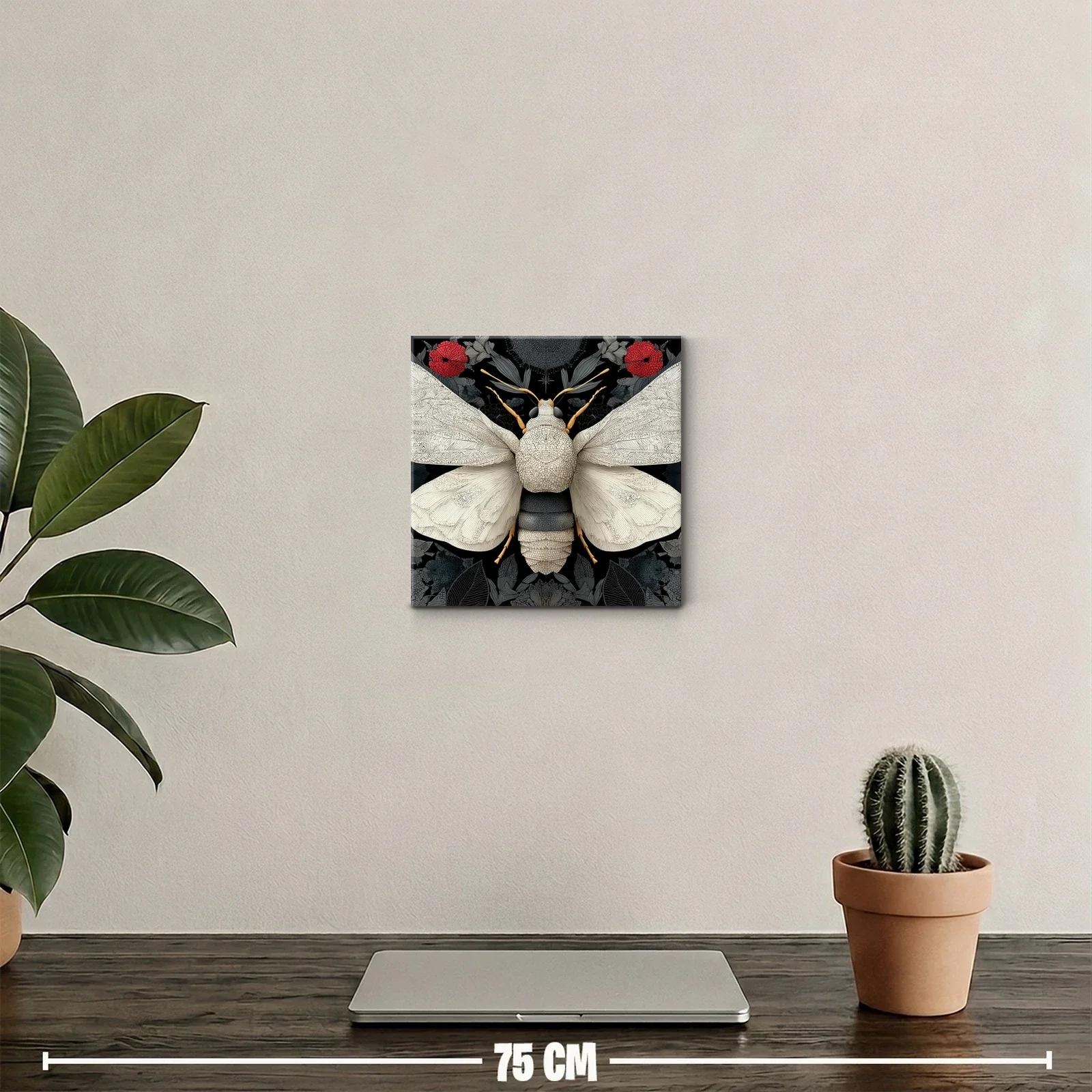 Mariposa Blanca sobre Fondo Floral en Tonos Oscuros — miniatura 2
