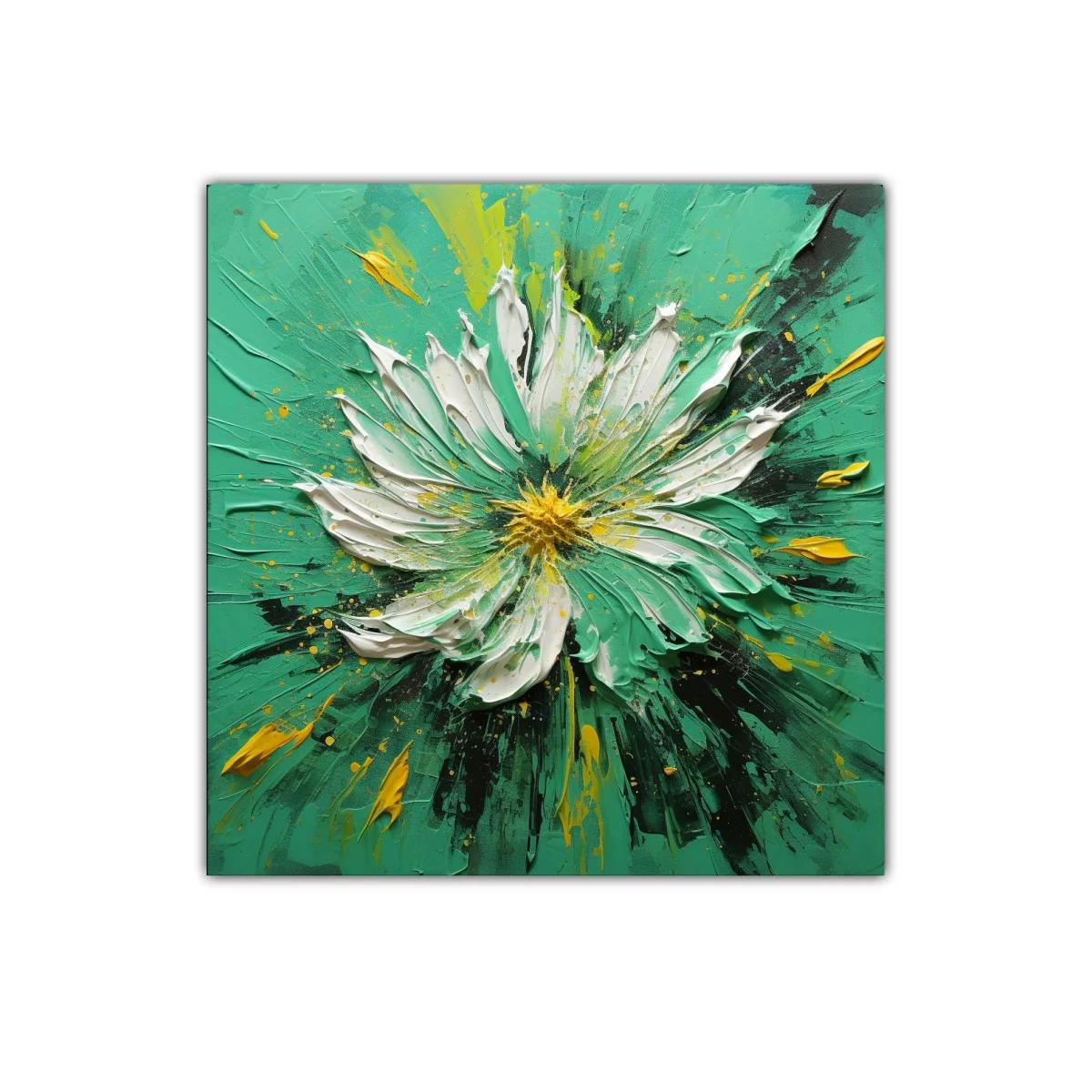 Cuadro floral vibrante en tonos verdes y amarillos — imagen principal