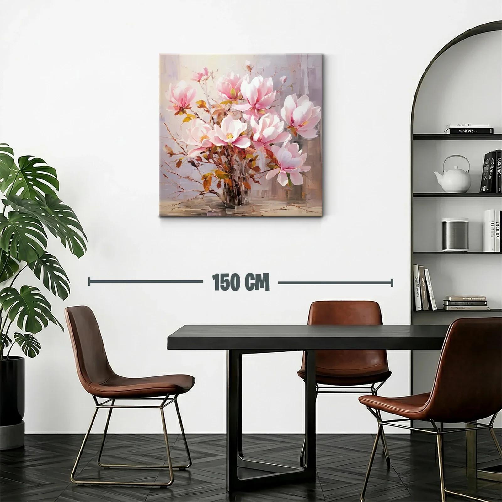 Cuadro con delicadas flores rosadas y follaje otoñal — miniatura 2
