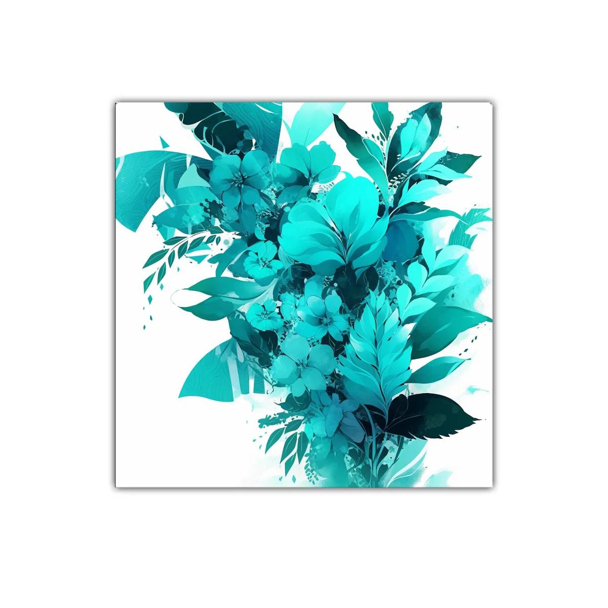 Cuadro decorativo elegante con diseño floral en tonos turquesa — imagen principal