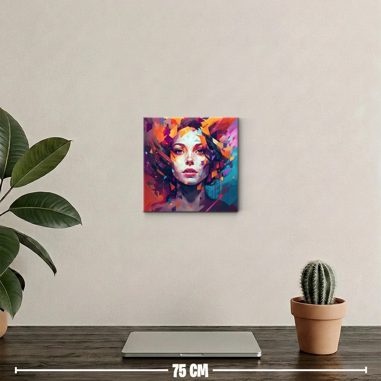 Retrato femenino contemporáneo en tonos vibrantes y geométricos — miniatura 2