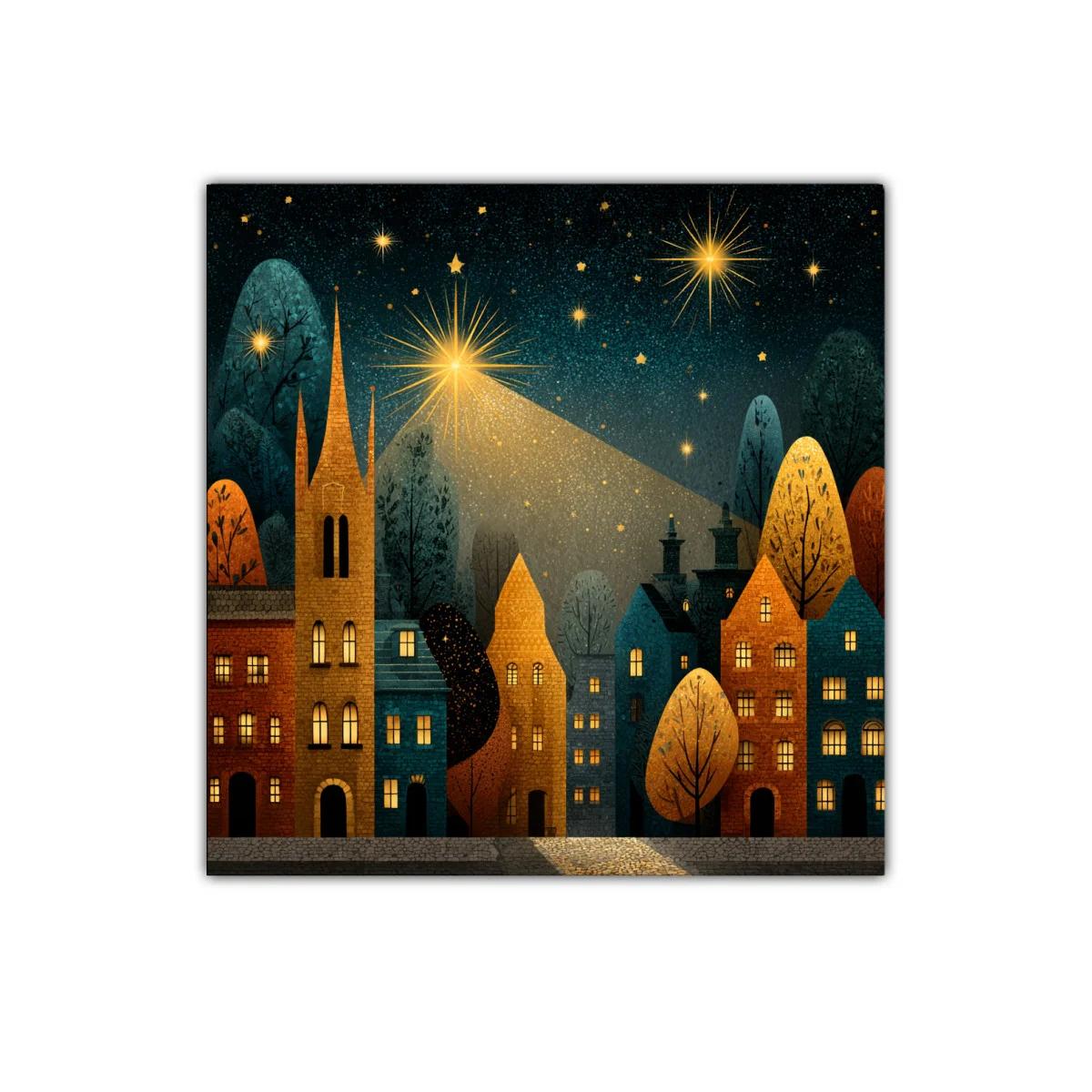 Pueblo encantado bajo un cielo estrellado y luminoso — imagen principal
