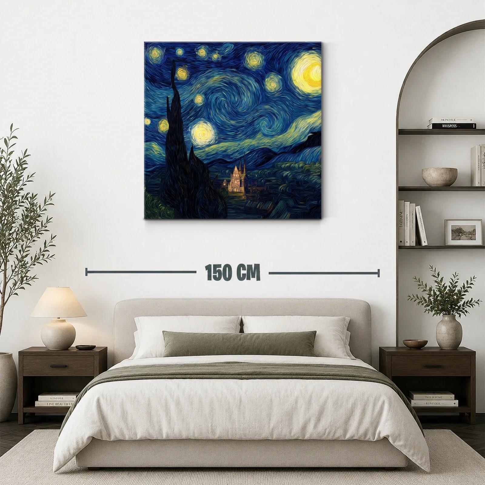 Cielo estrellado con remolinos en azul y amarillo — miniatura 3