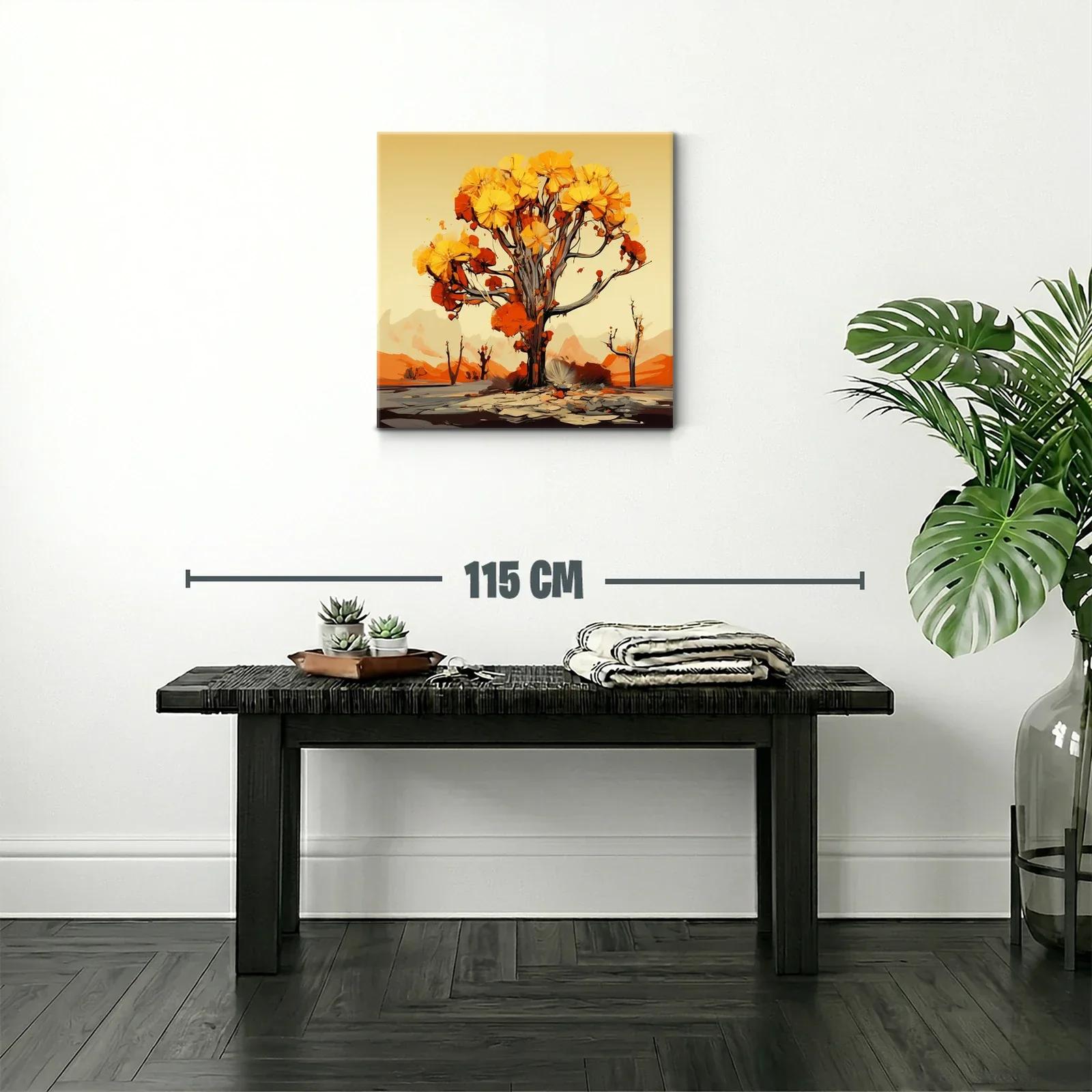 Árbol de tonos cálidos en paisaje abstracto vibrante — miniatura 2