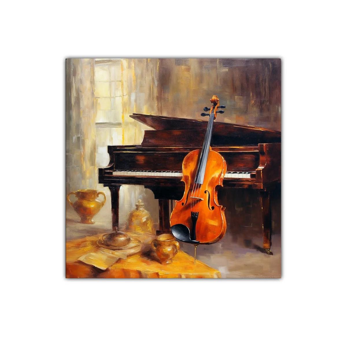 Cuadro decorativo naturaleza muerta con piano y violín — imagen principal