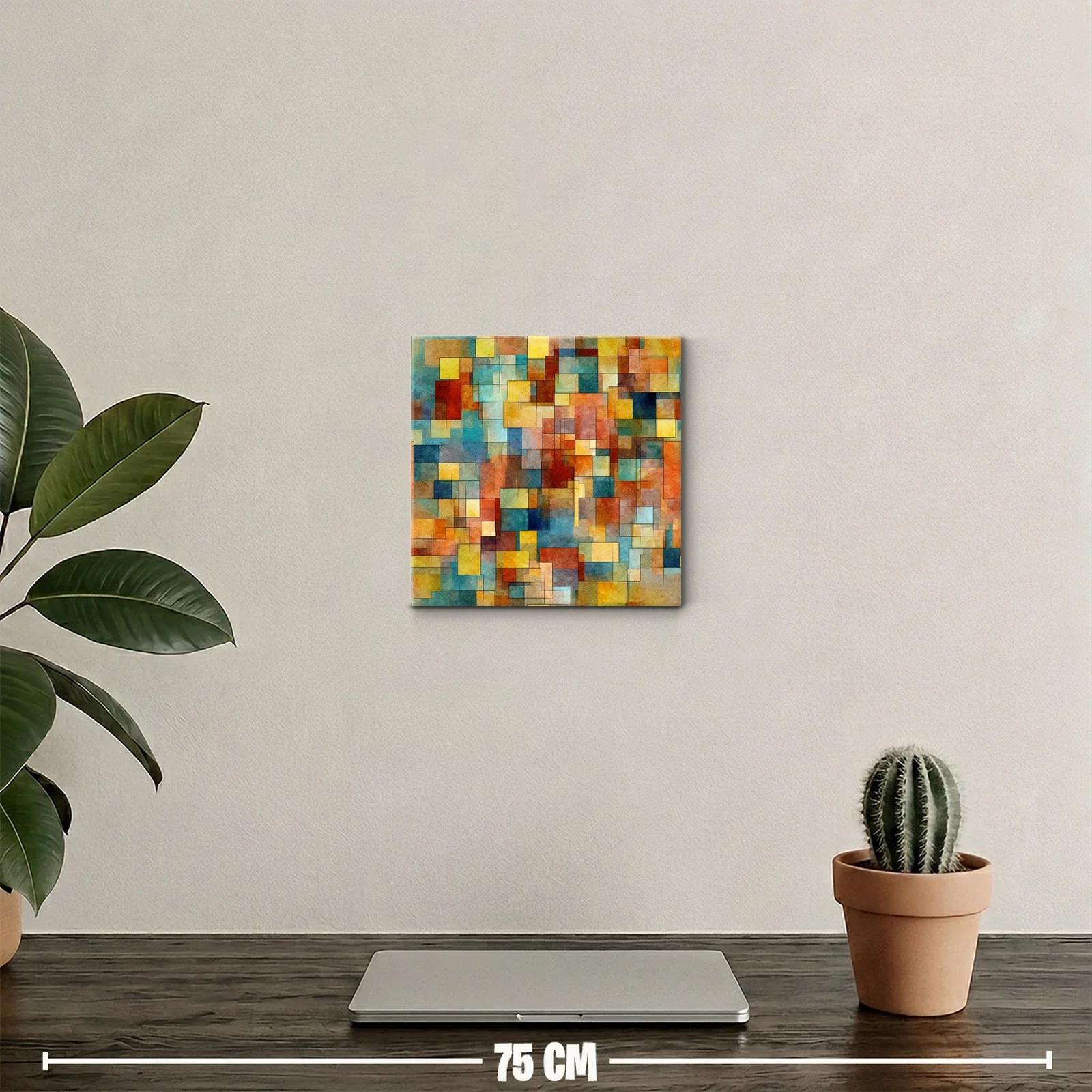 Cuadro abstracto con composición geométrica en tonos cálidos — miniatura 2